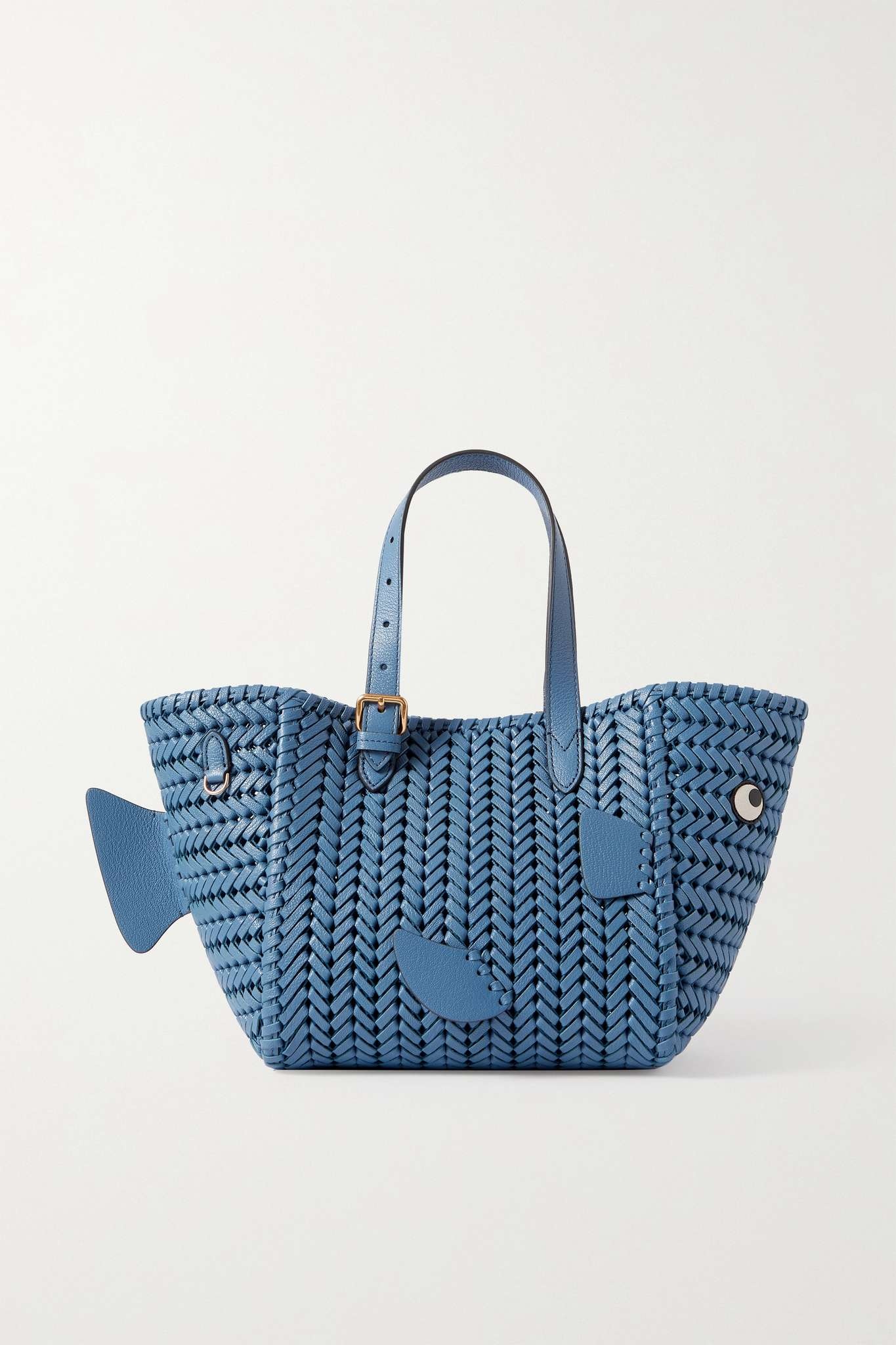 Neeson small appliquéd woven leather tote - 1