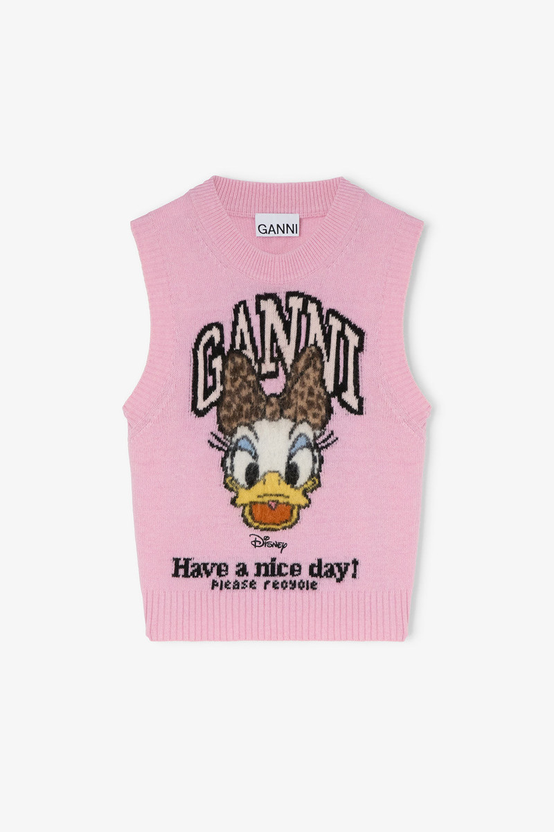 GANNI X DISNEY DAISY DUCK GRAPHIC WOOL VEST 1