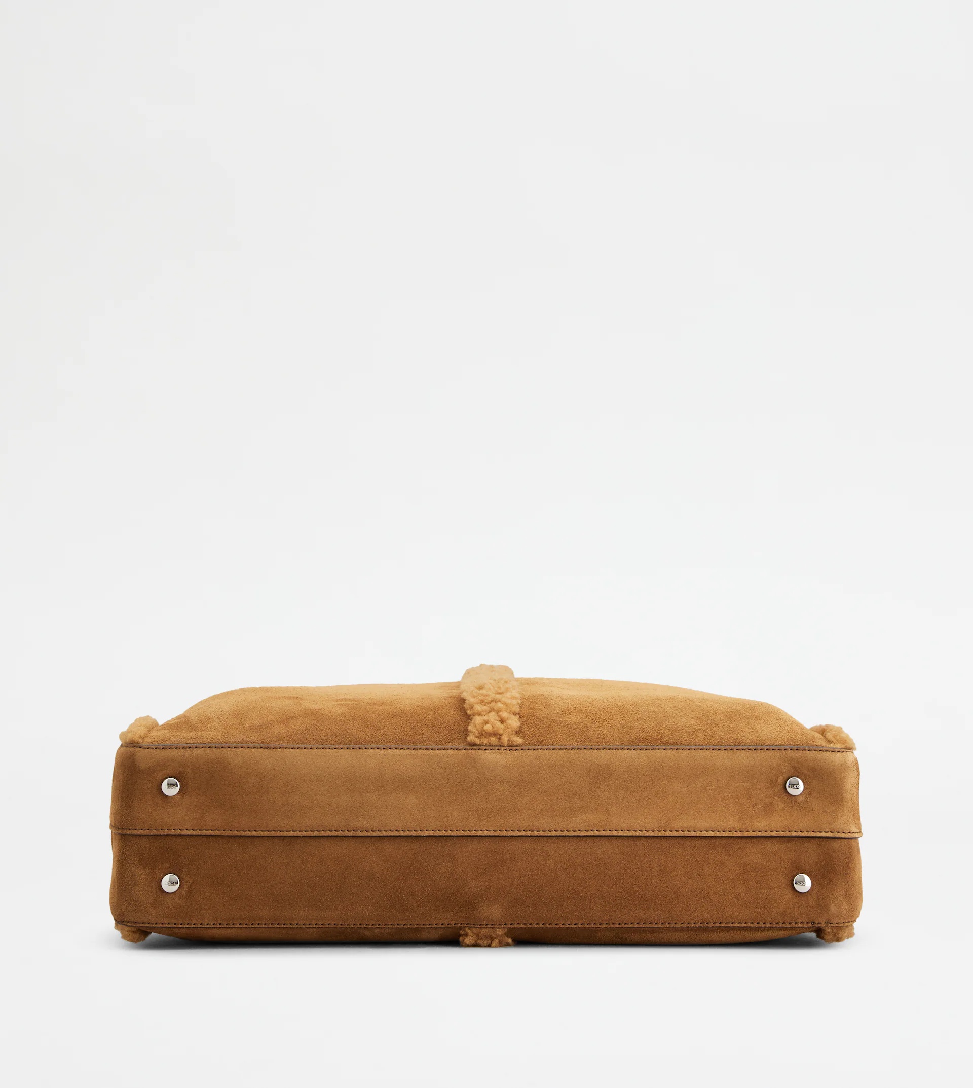 TOD'S DI BAG TOTE IN SUEDE AND SHEARLING MEDIUM - BROWN - 4