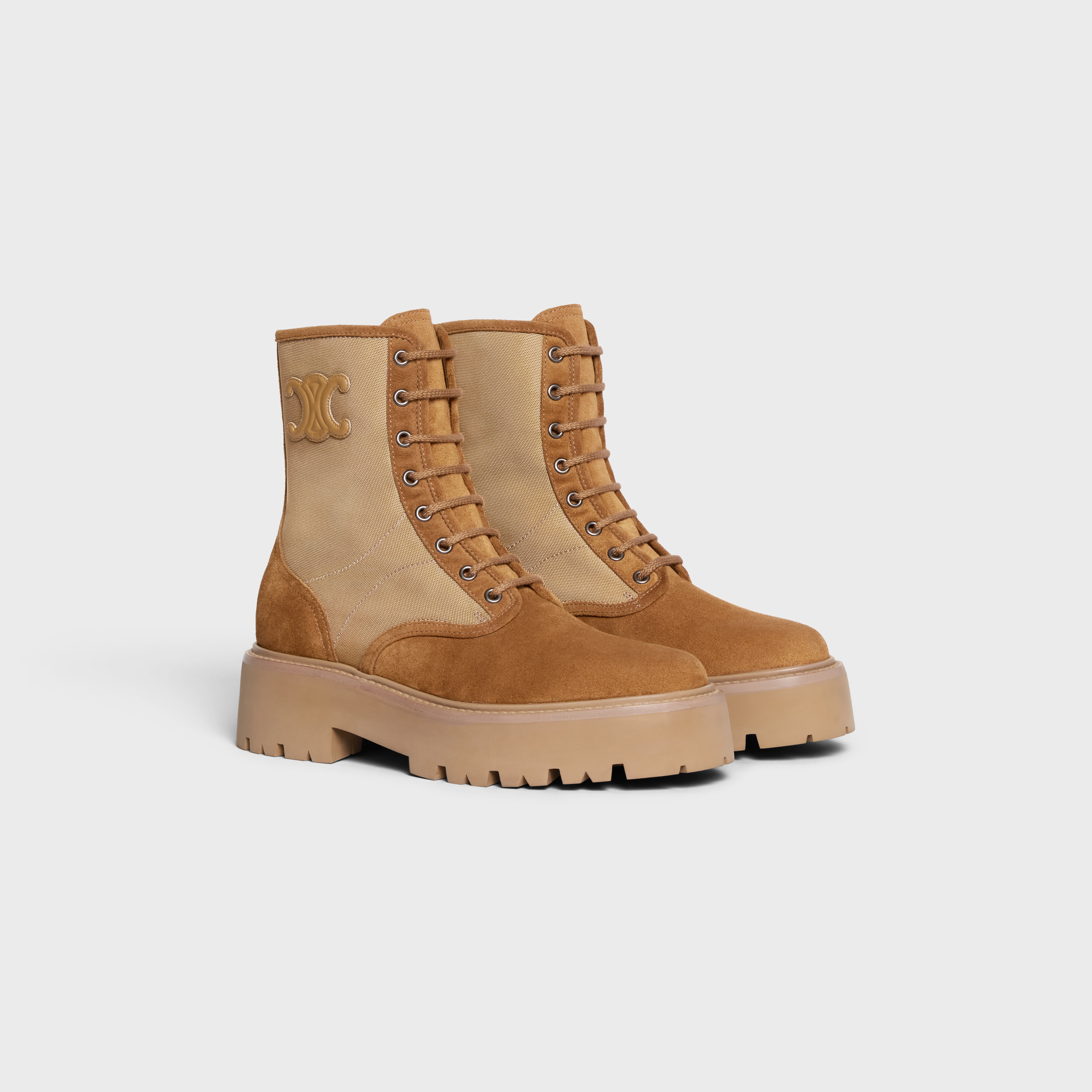 CELINE BULKY LACE-UP BOOT WITH TRIOMPHE in NYLON & SUEDE CALFSKIN - 2