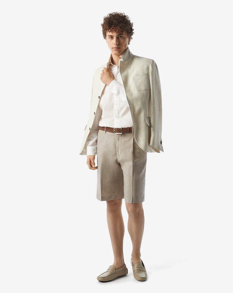 CORNELIANI Brown wool and linen Bermuda shorts outlook
