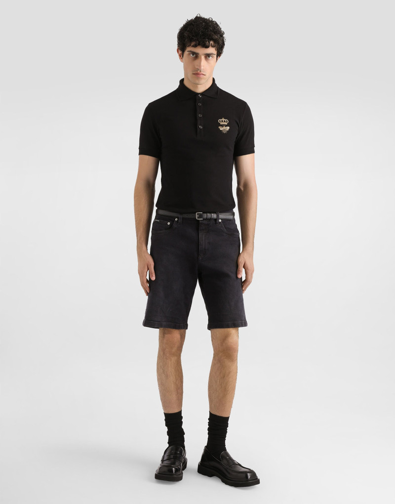Dolce & Gabbana Cotton piqué polo-shirt with lurex embroidery outlook