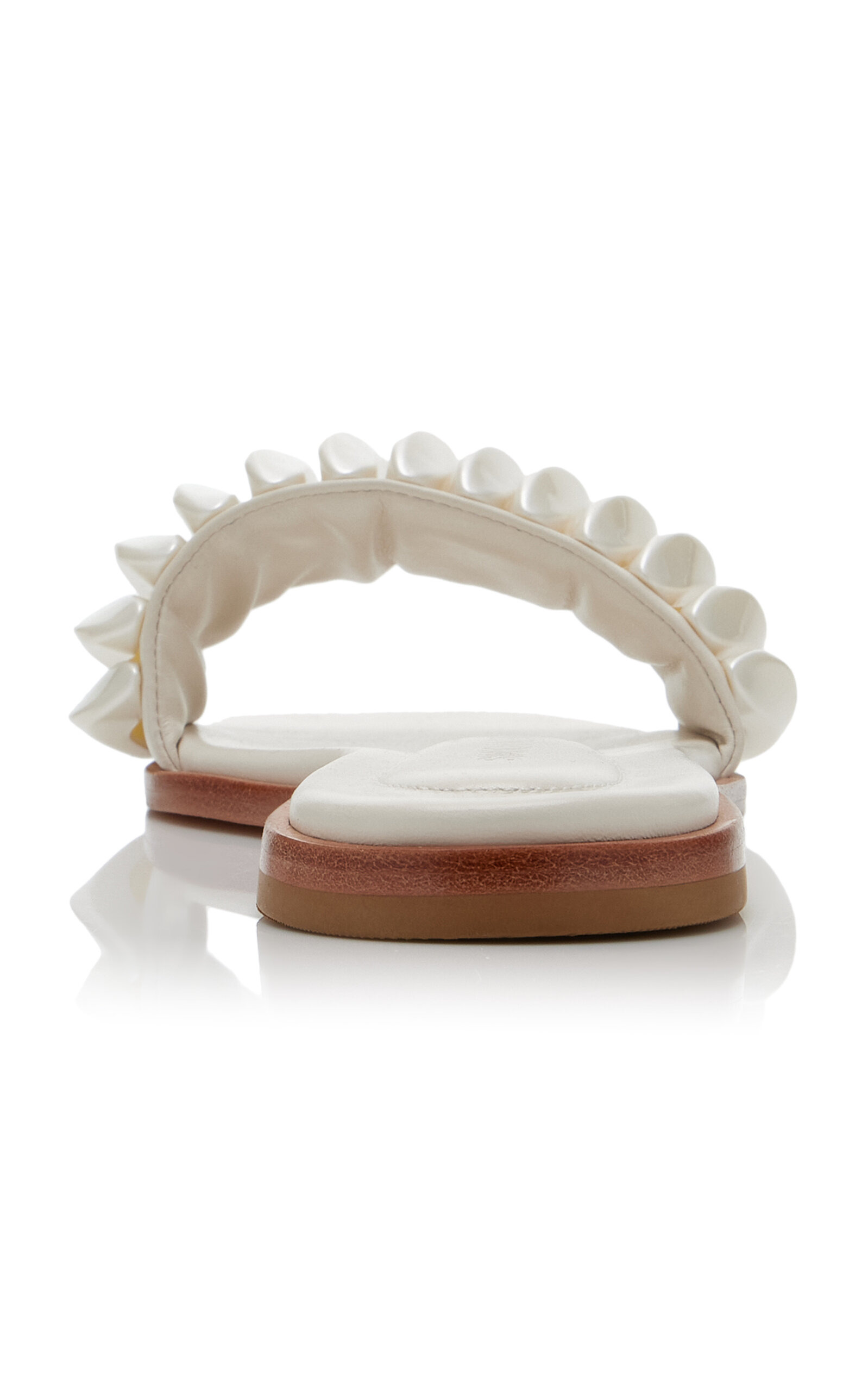 Embellished Leather Slides white - 5