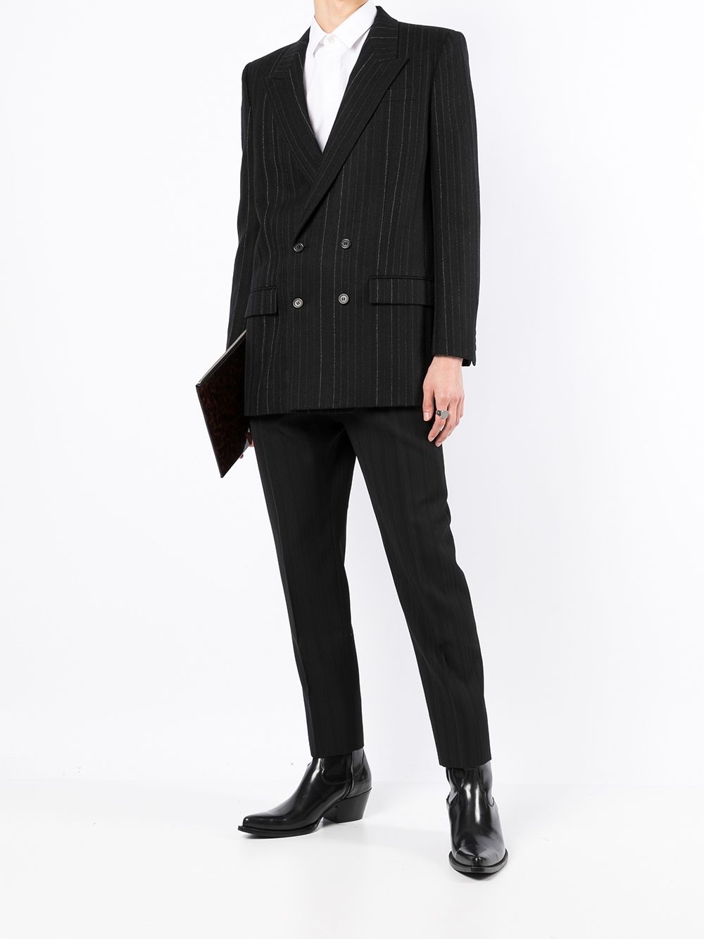 pinstripe double-breasted suit jacket - 2