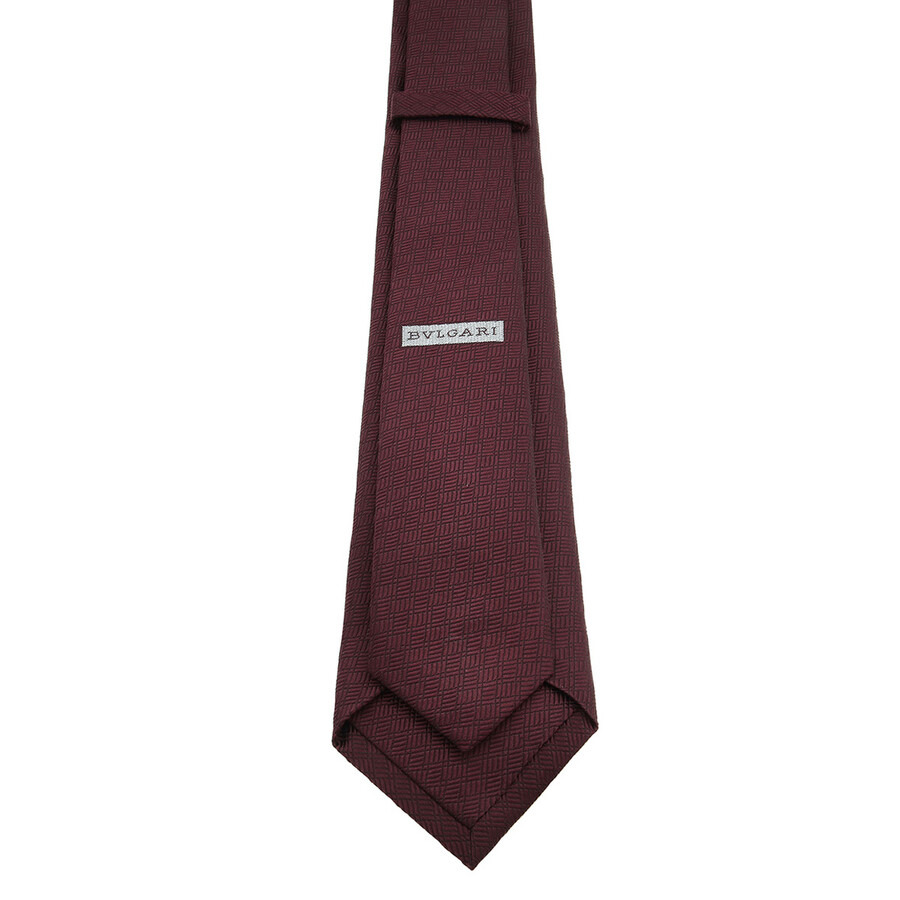 Bvlgari Burgundy"B3D" Fine Jacquard Silk Evening Tie - 3