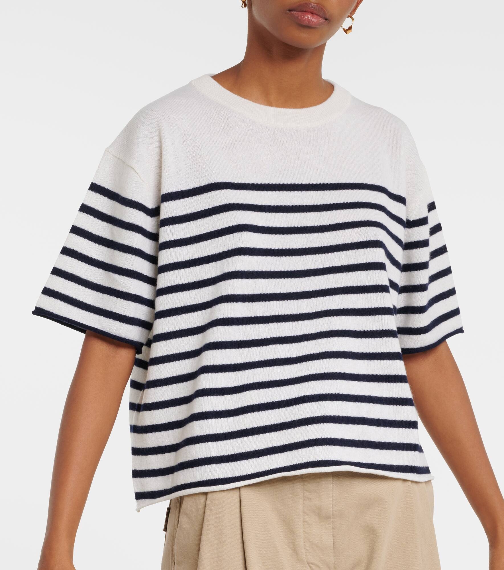 Cila striped cashmere T-shirt - 4