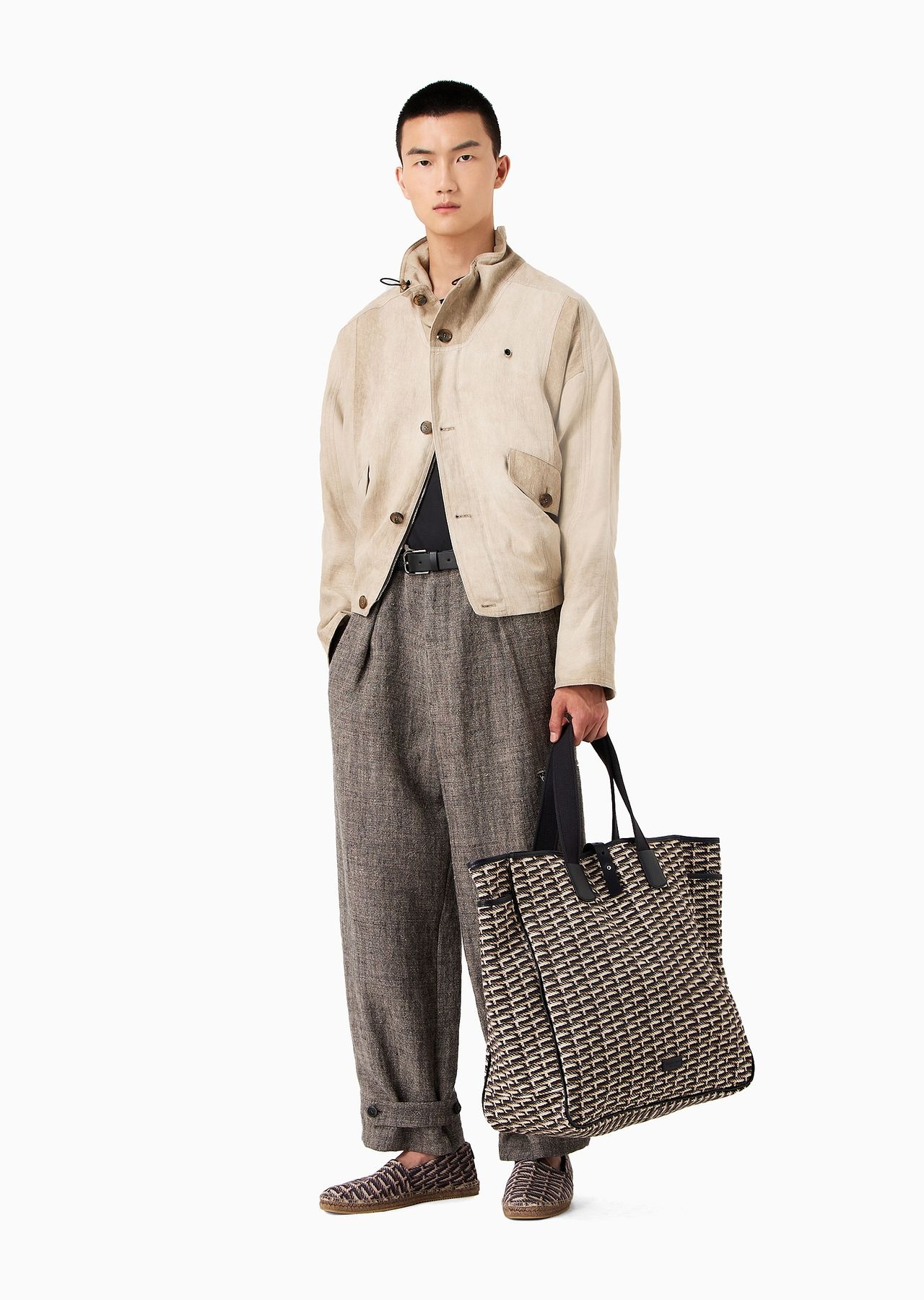 Oversized shopper bag in printed canvas - 6