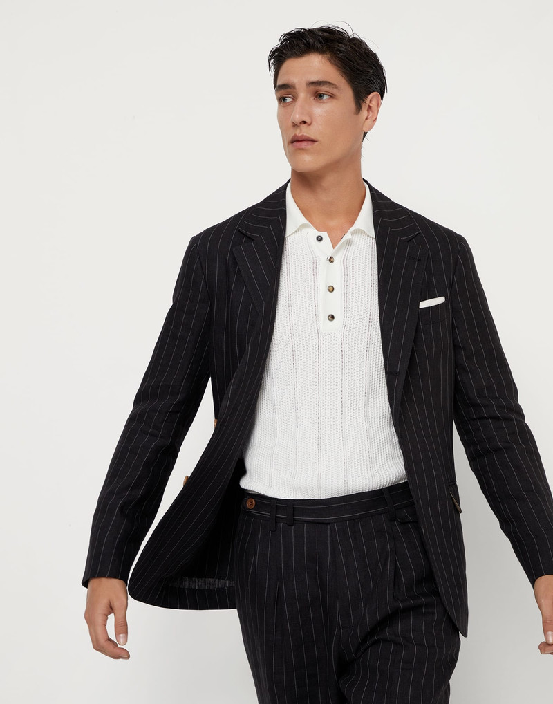 Linen chalk stripe deconstructed blazer 4