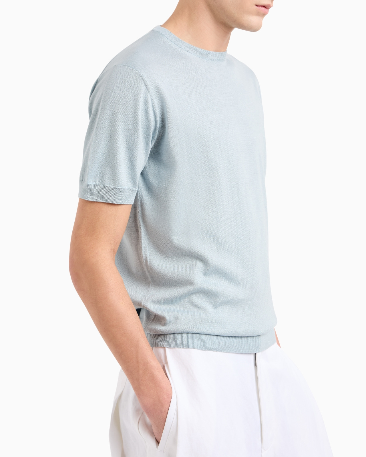 SHORT-SLEEVED, CREW-NECK JUMPER IN SILK AND COTTON - 5
