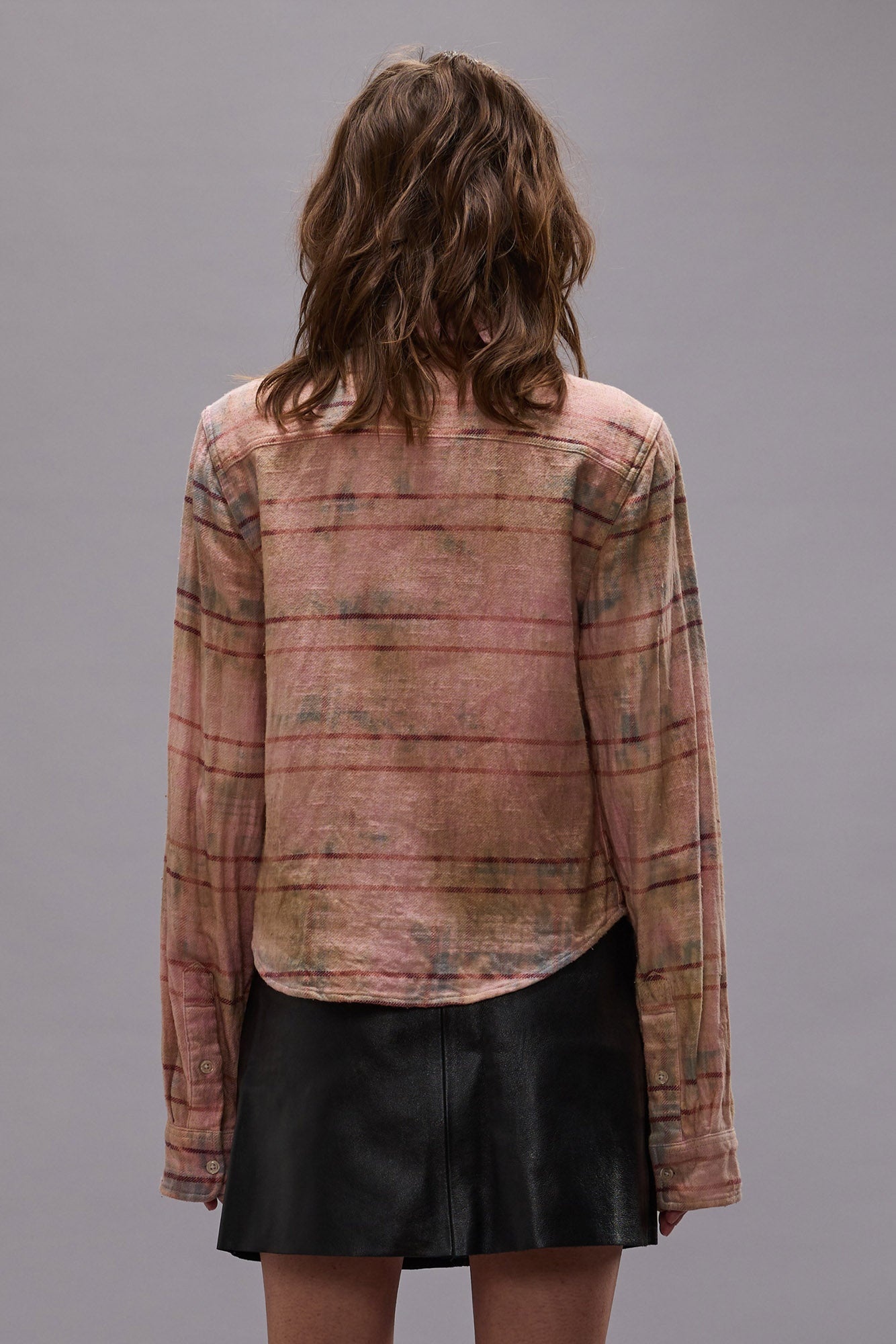 SHRUNKEN WORKSHIRT - PINK OVERDYED PLAID - R13 - 6