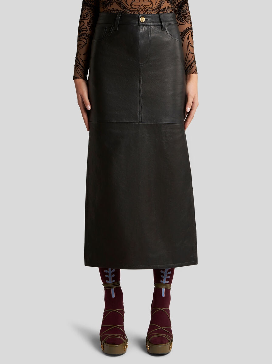 NAPPA LEATHER MIDI SKIRT - 2