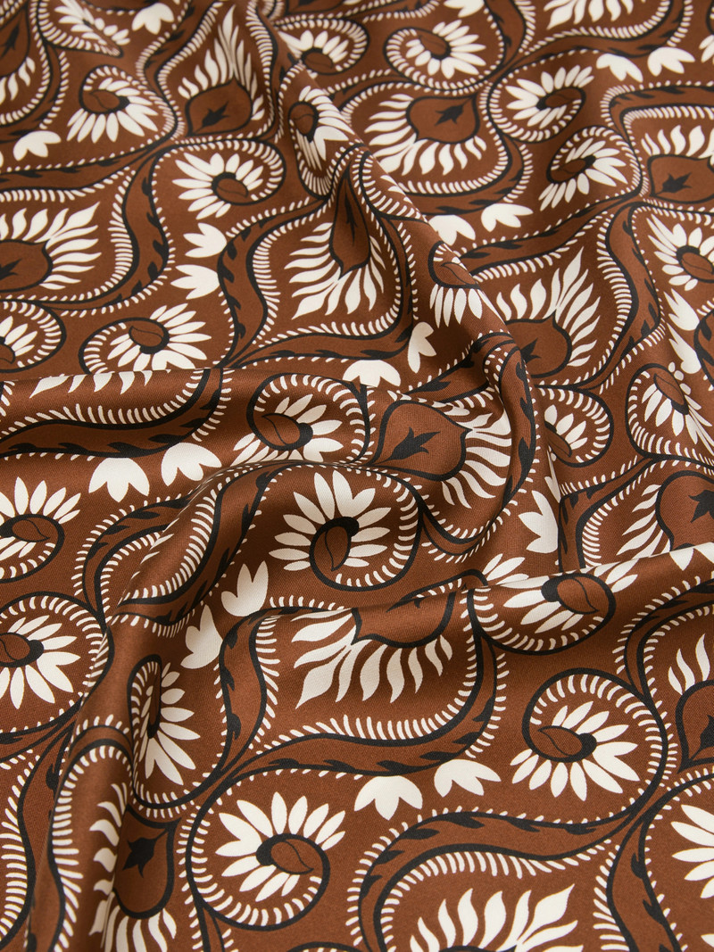 ONESTO Printed silk square foulard - CARAMEL 3