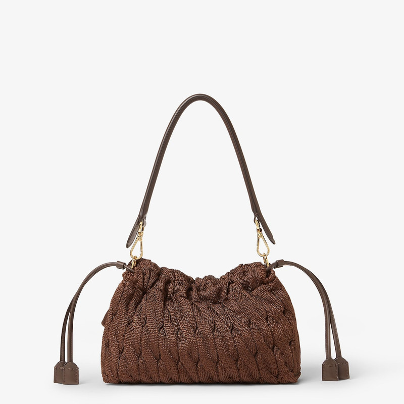Mamma Baguette Medium Dark brown cable-knit bag 5