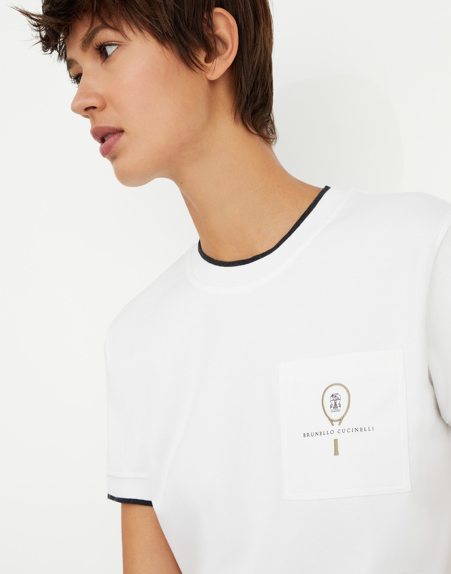 Brunello Cucinelli Cotton interlock t-shirt with tennis logo