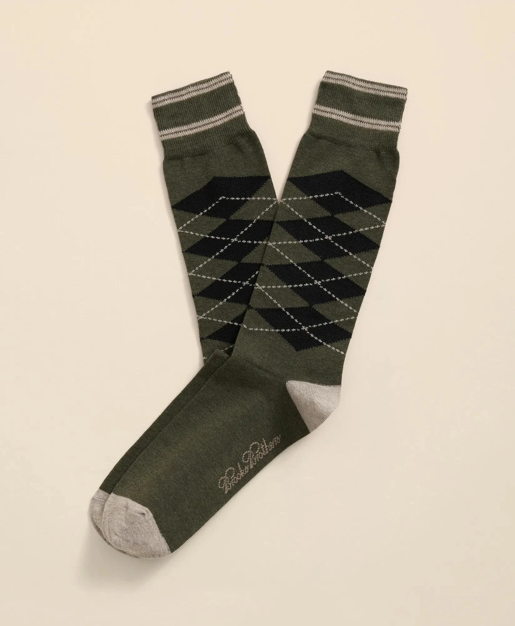 Cotton-Blend Tipped Argyle Socks - 1