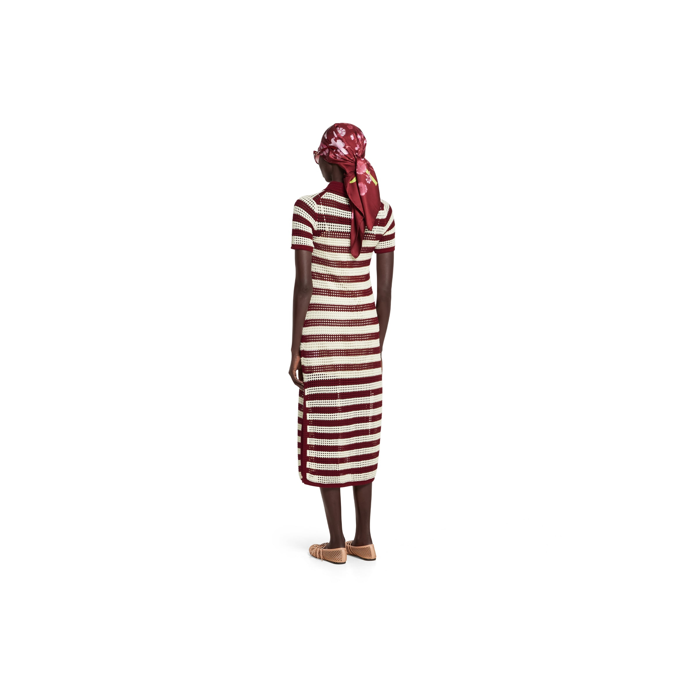 Striped cotton cable knit dress - 4