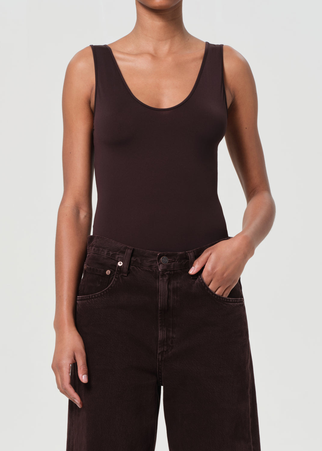 TORA TANK BODYSUIT IN CHOCOLATE - 2