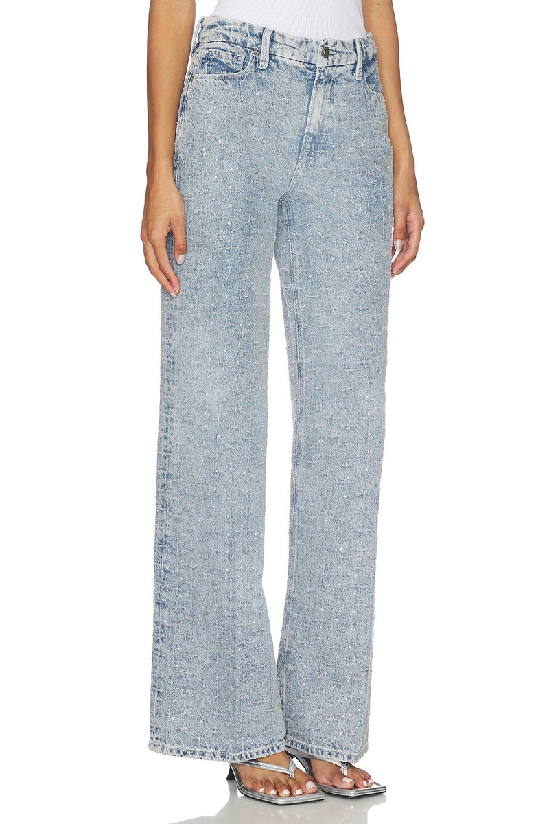 GOOD AMERICAN Good Skate Wide Leg Crystal Jeans outlook