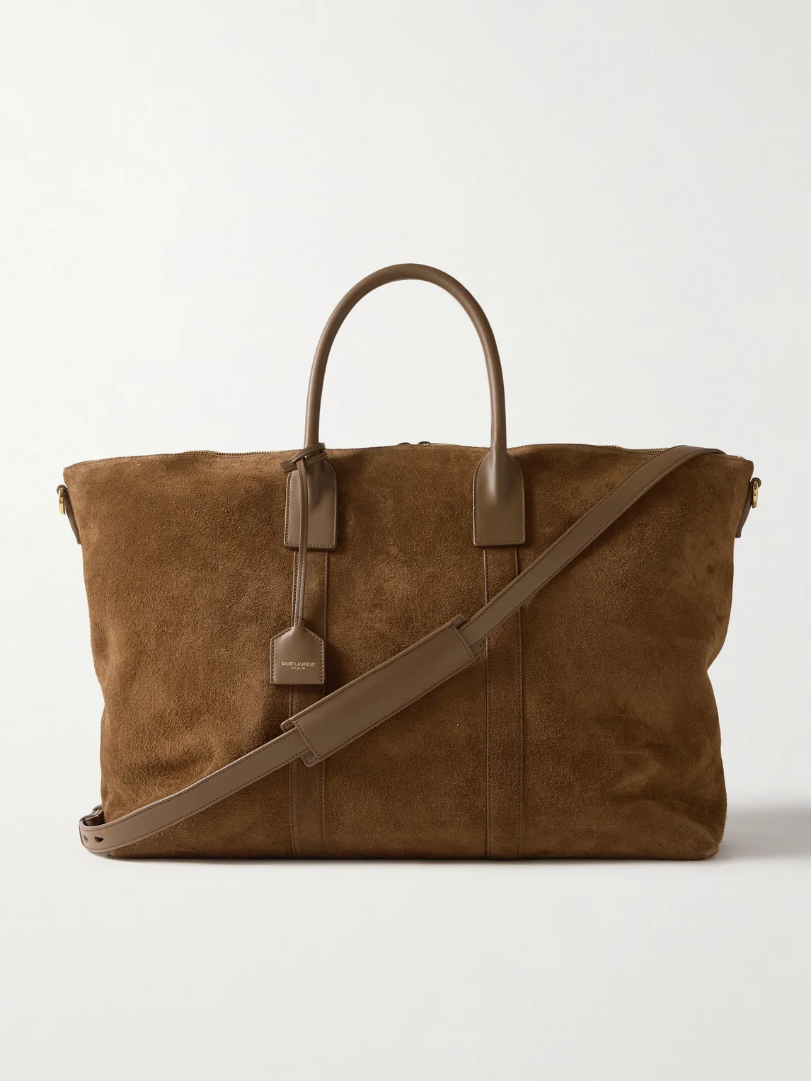 Leather-Trimmed Suede Tote Bag - 1