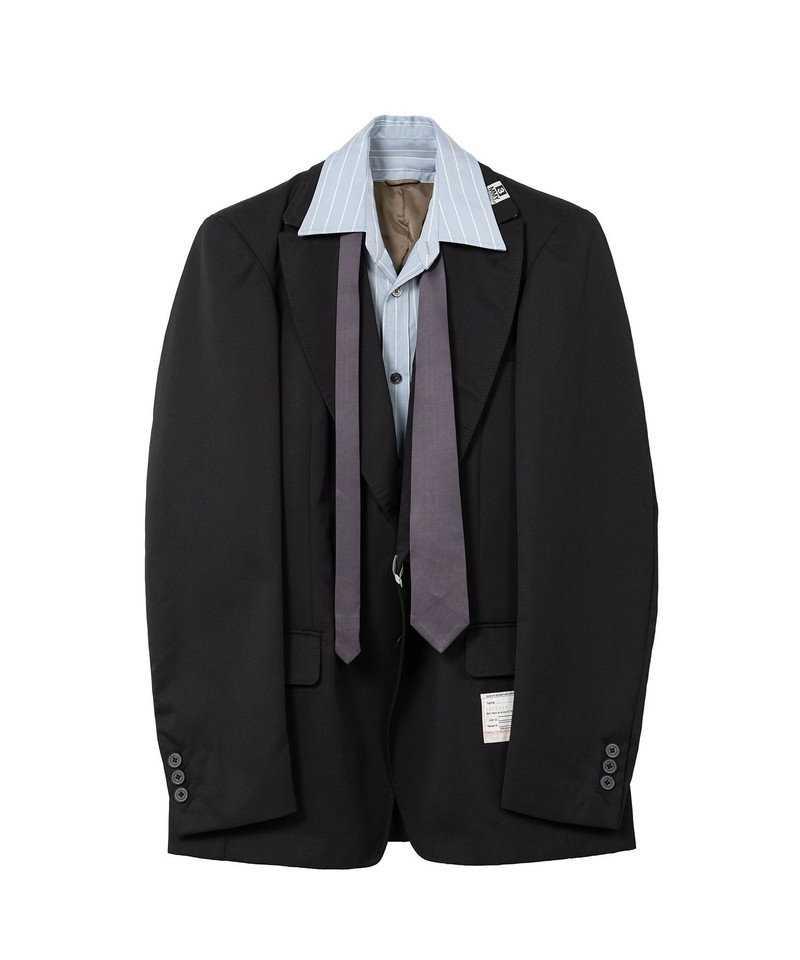 Mix Layered Wool Gabardine Jacket 17