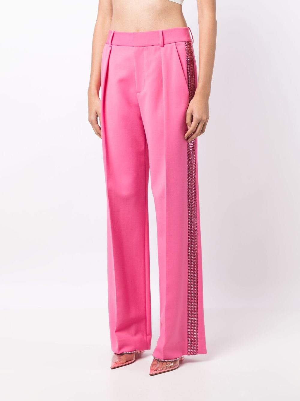 crystal-embellished palazzo trousers - 3