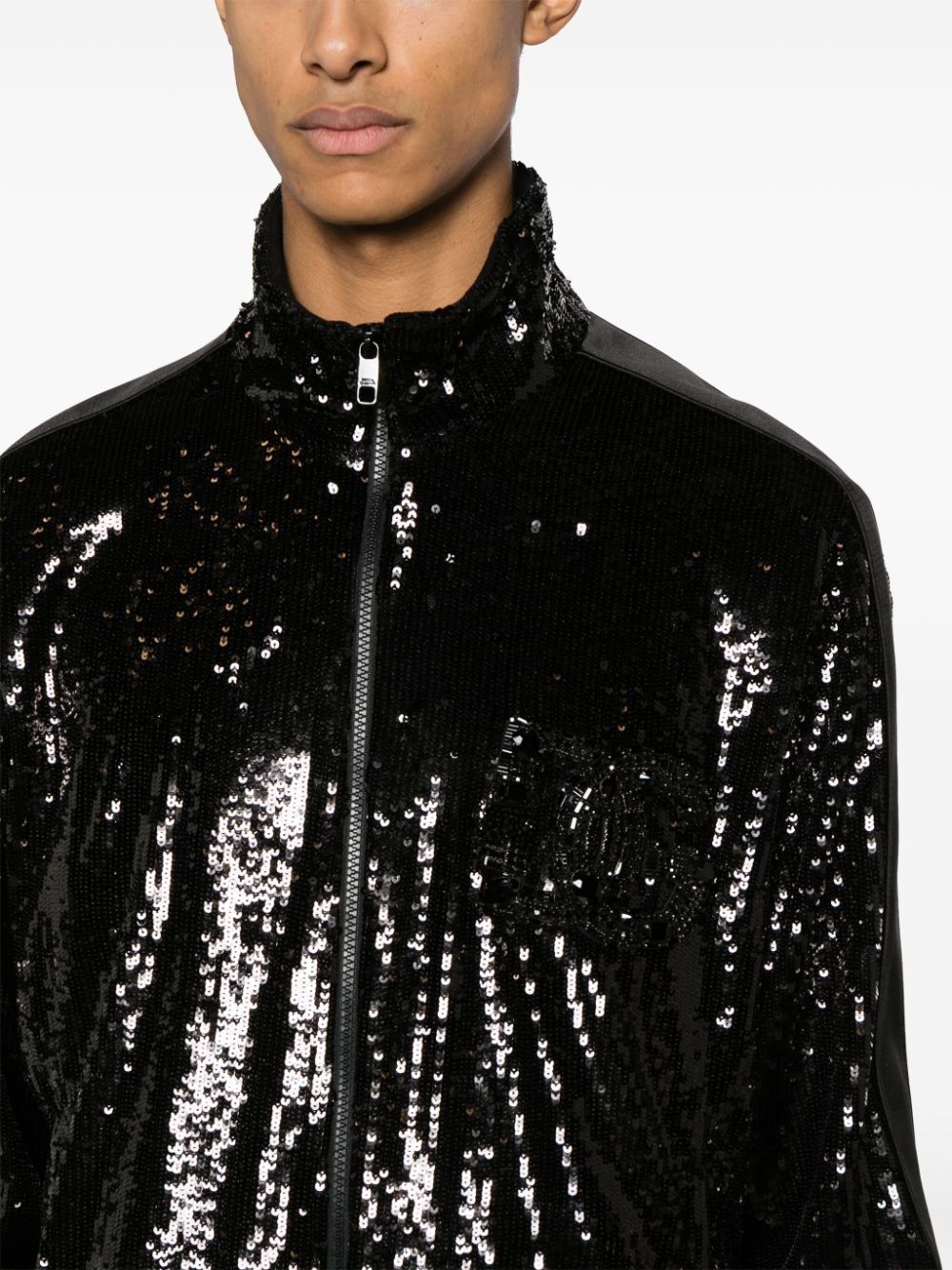 sequinned silk track jacket - 5