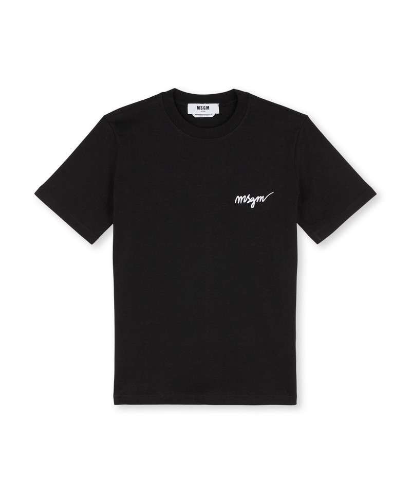 Round&nbsp;neck cotton T-shirt with embroidered logo - 1