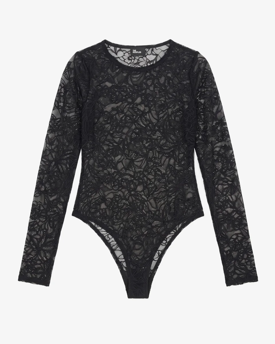 BLACK LACE BODYSUIT - 1