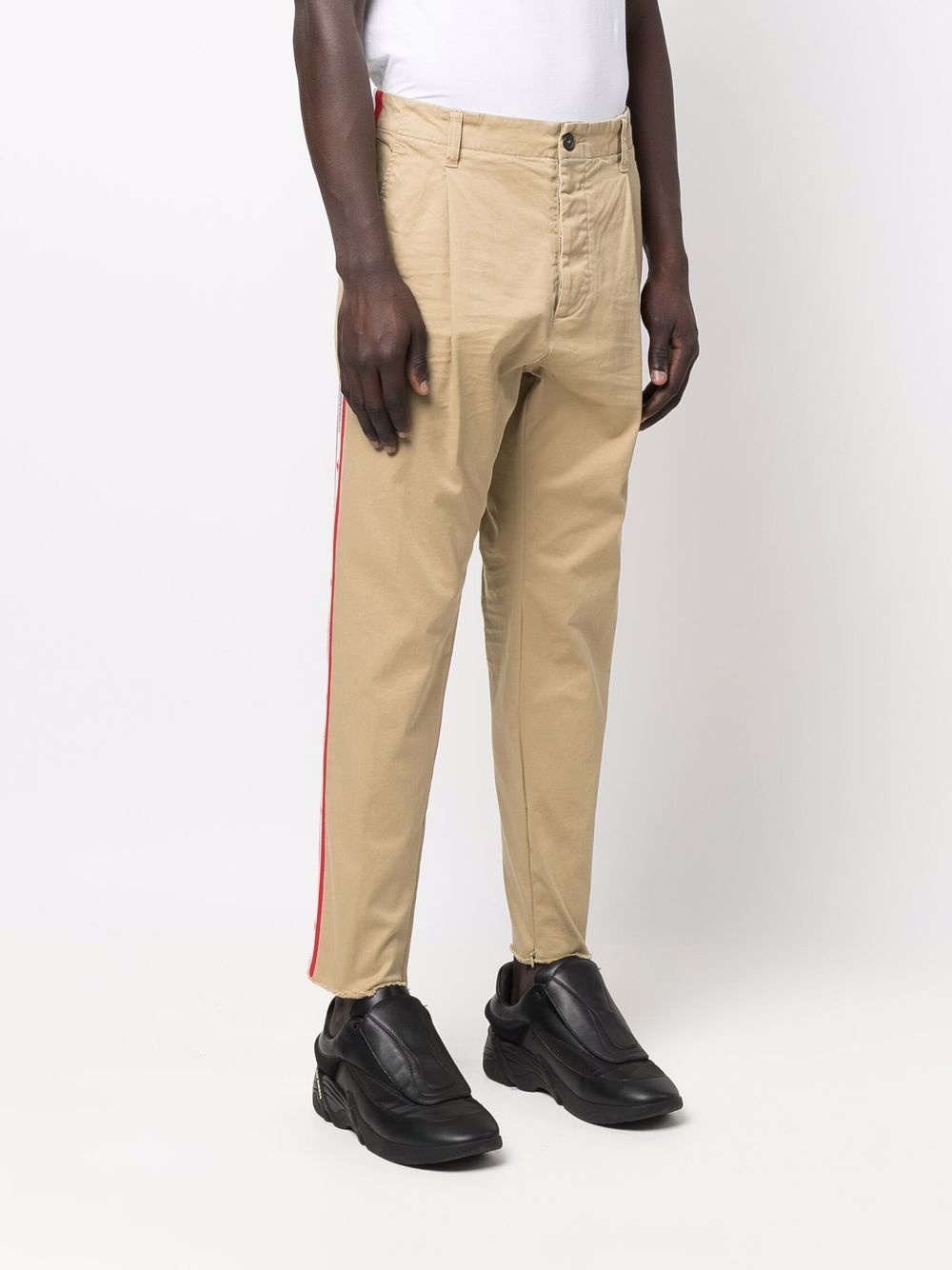 side stripe-print chino trousers - 3