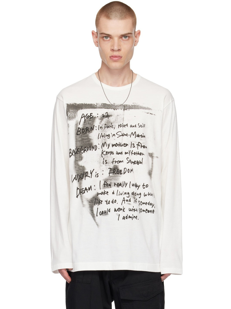 White Printed Long Sleeve T-Shirt - 1