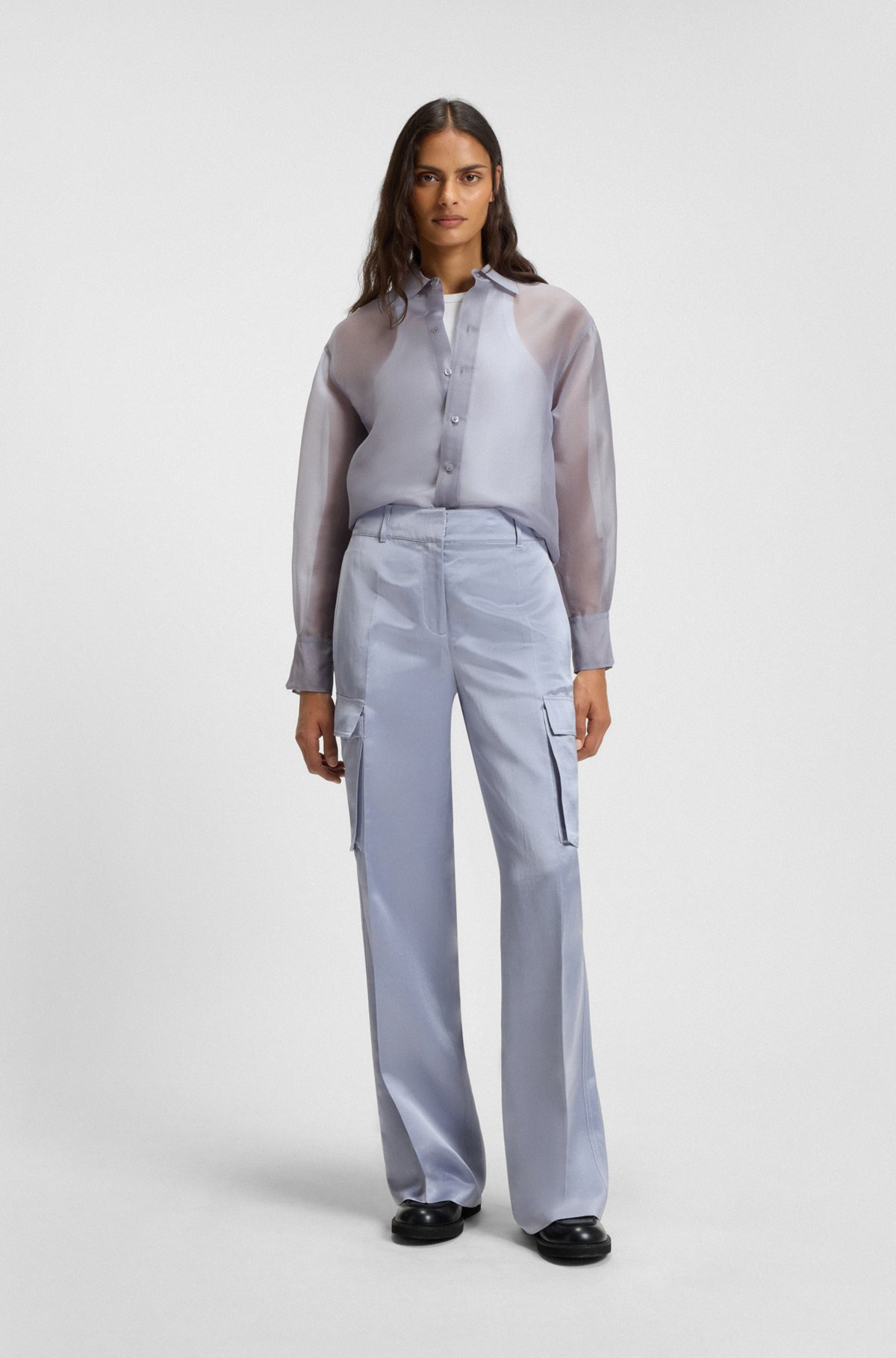 LONG-SLEEVED BLOUSE IN SILK ORGANZA - 3