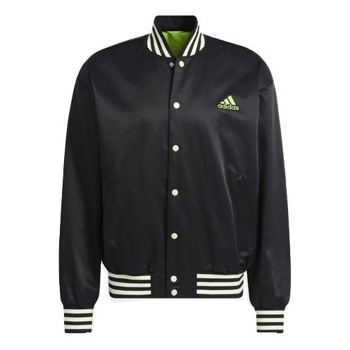 Men's adidas Stripe Sports Baseball Jacket Black HB5439 - 1