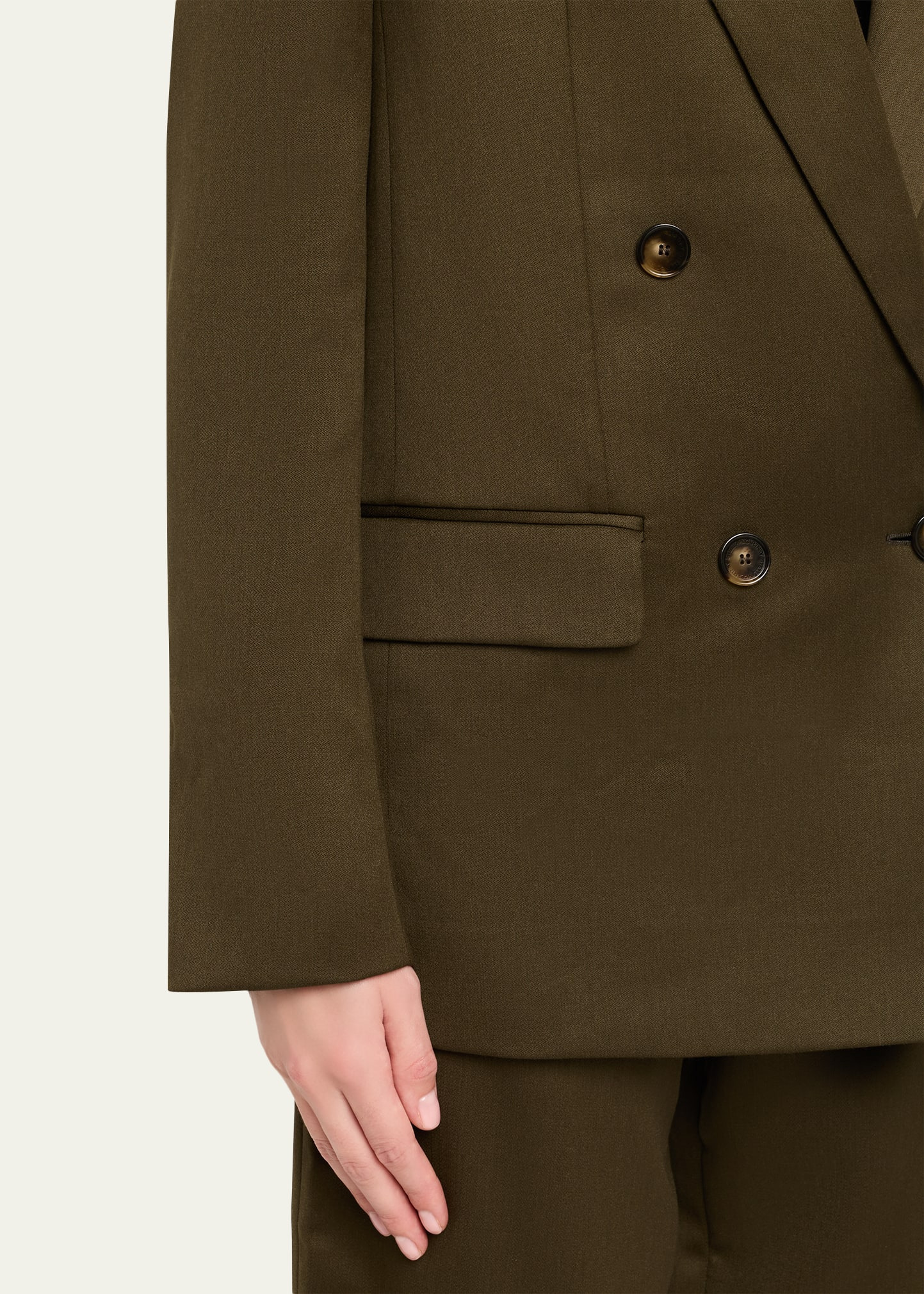 Shiny Wool Double-Breasted Jacket - 5