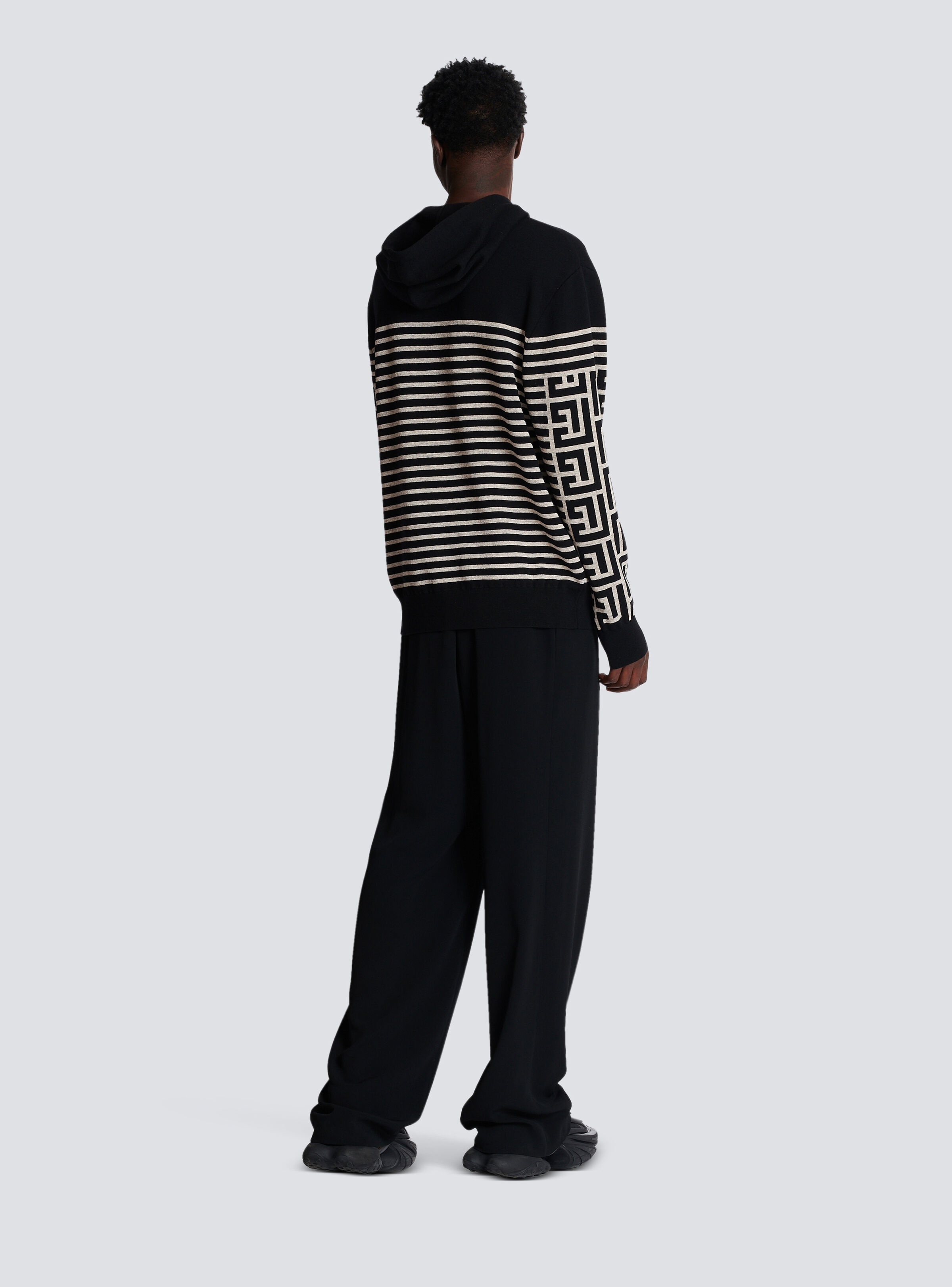 Monogrammed striped wool sweater - 4