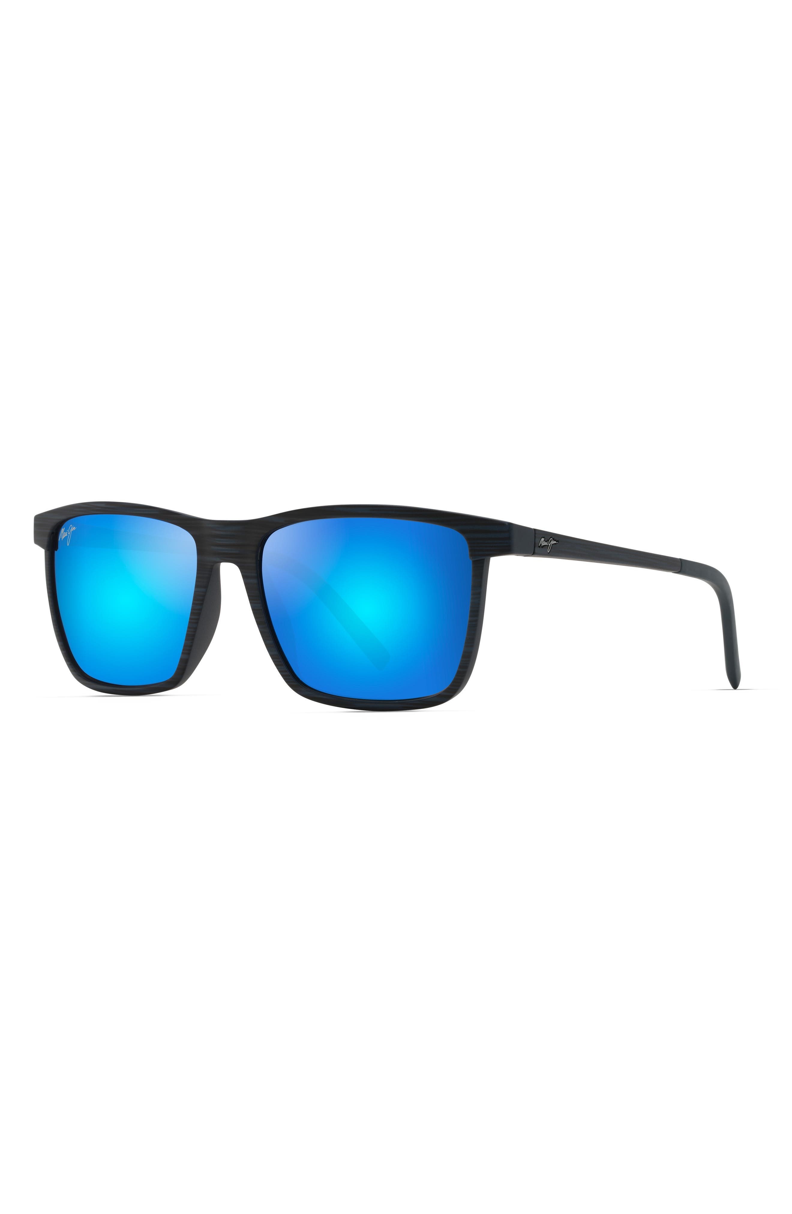 Maui Jim One Way 55mm PolarizedPlus2® Rectangular Sunglasses in Dark Navy Stripe at Nordstrom - 2