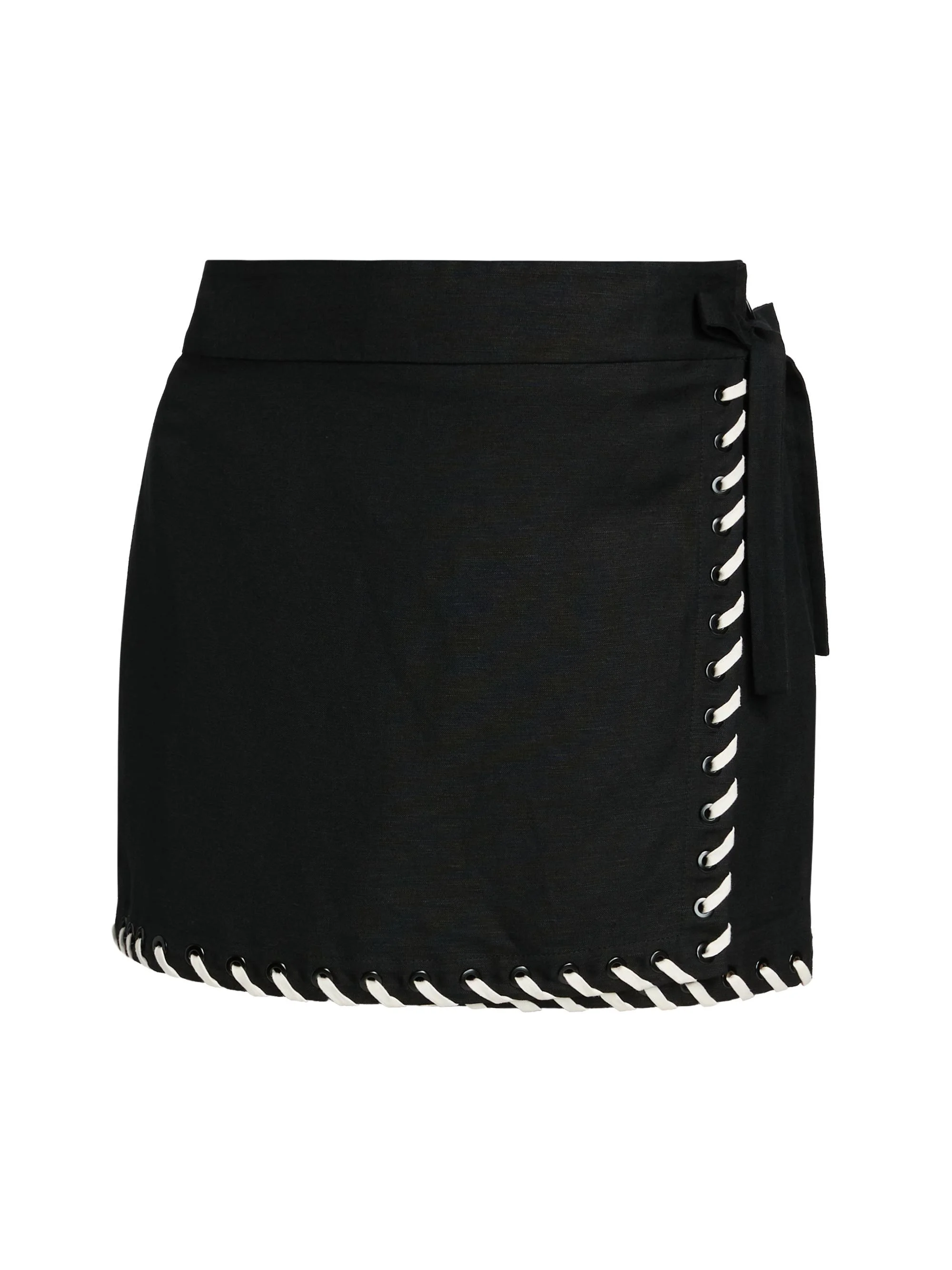 Women's Banks Linen-Blend Wrap-Style Miniskirt - Black Multi - 1