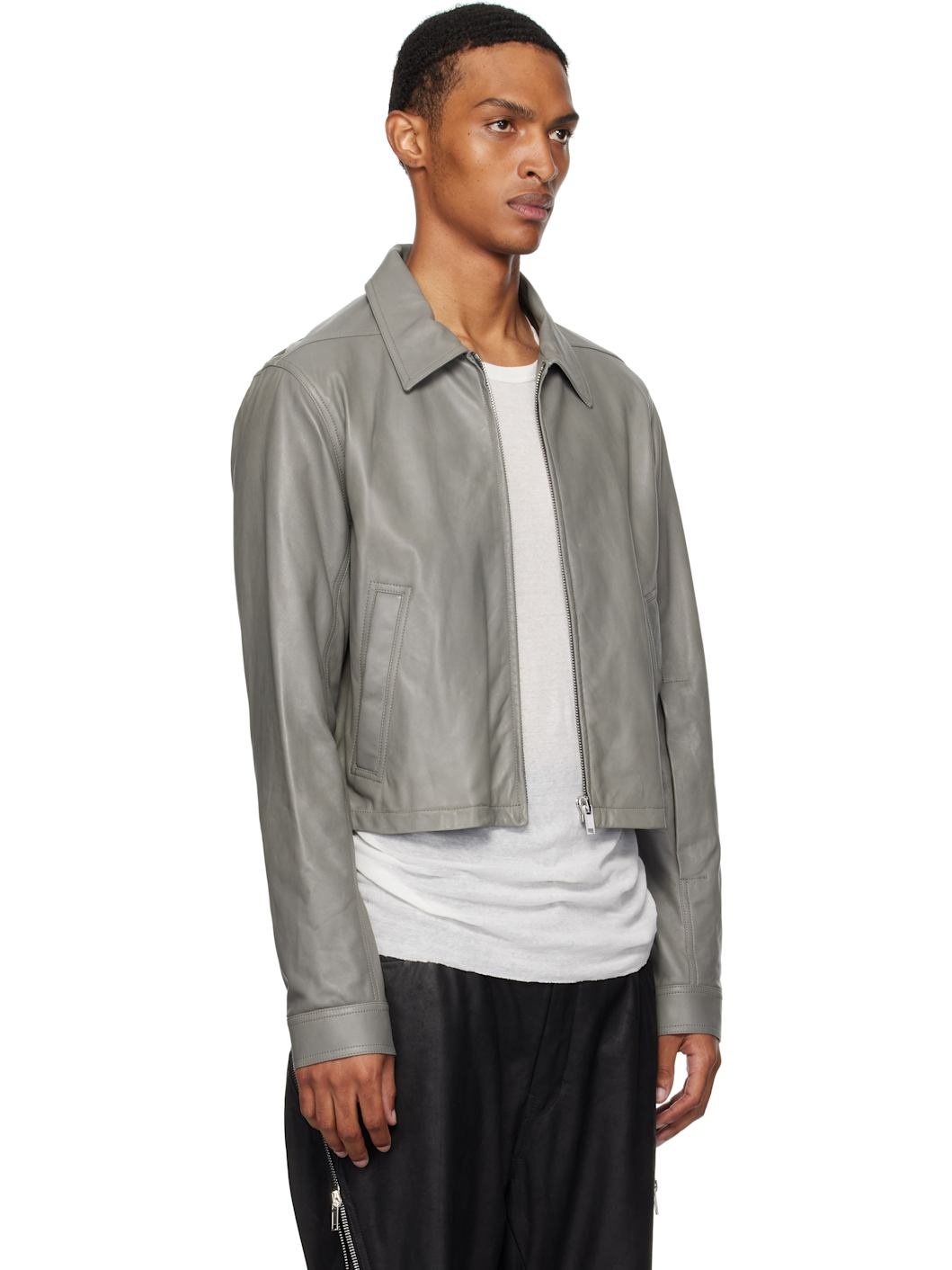Gray Concordians Alice Brad Leather Jacket - 2