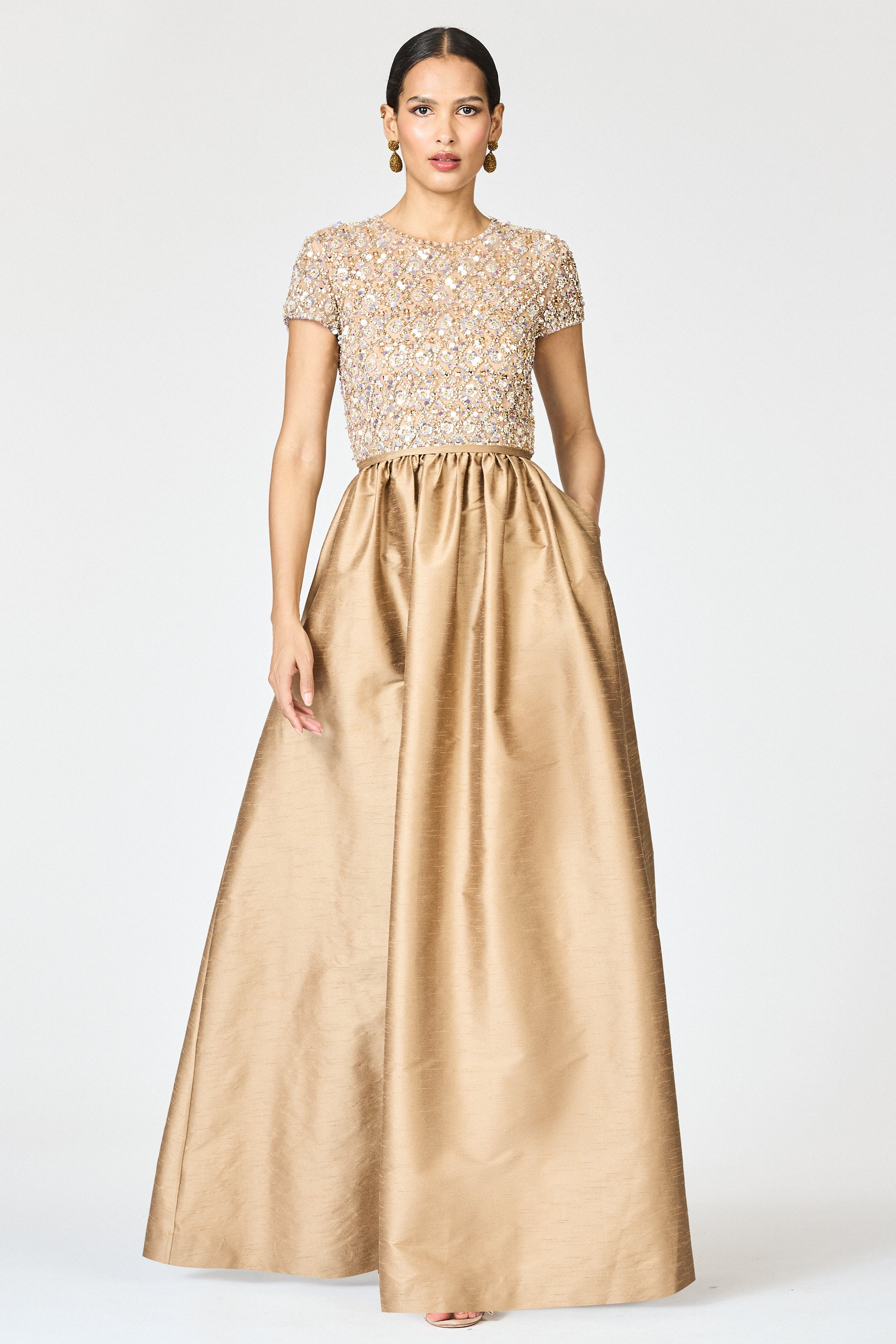 EMBELLISHED LONDA GOWN - CAFE - 3