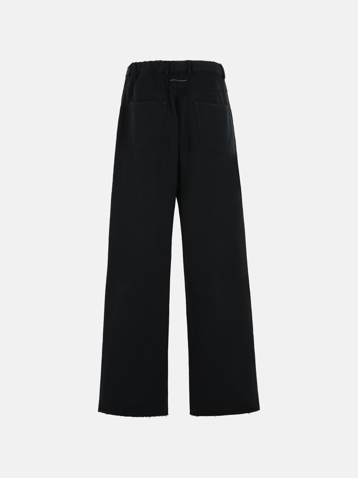 BLACK COTTON TRACK PANTS - 3