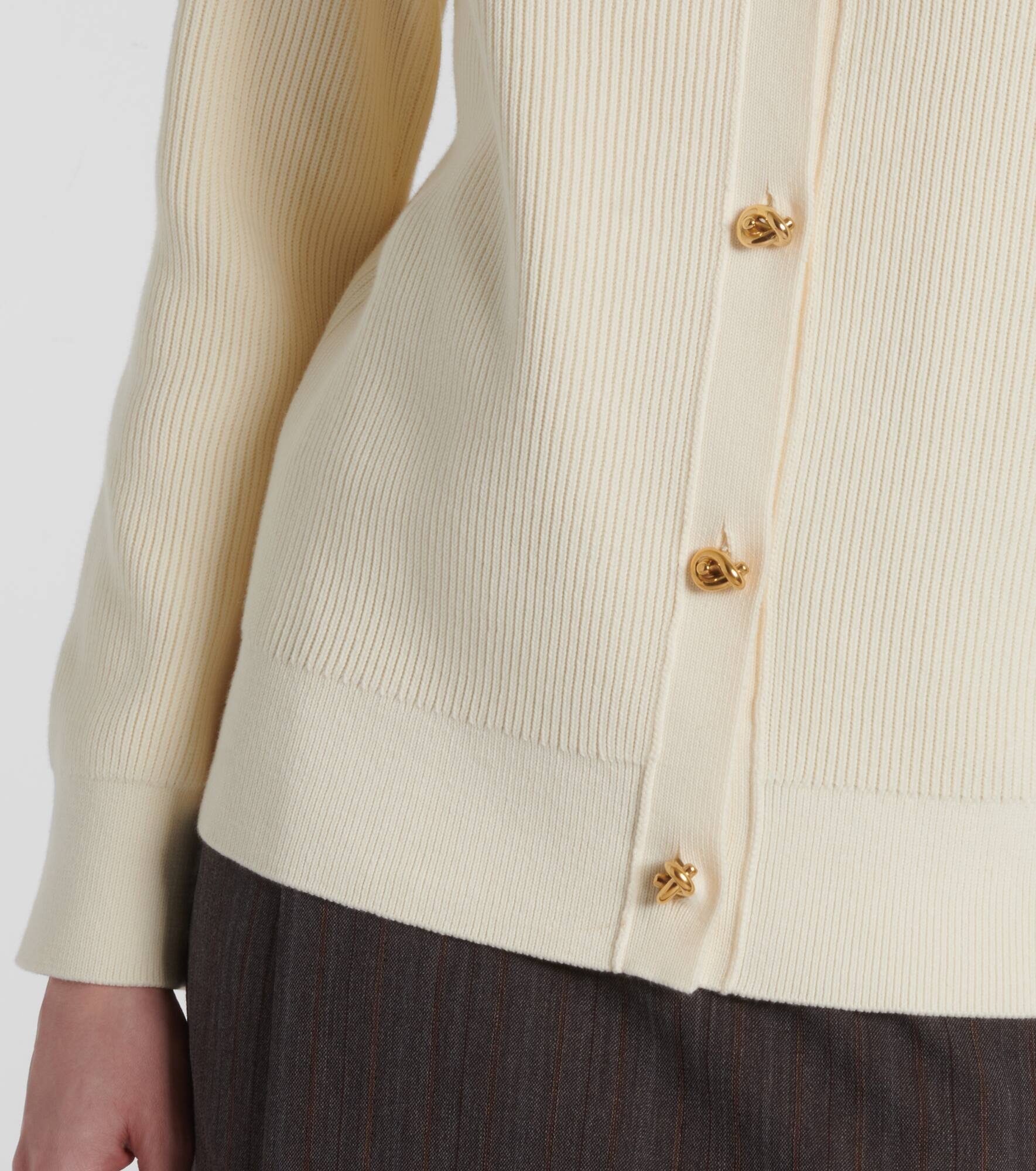 Knot ribbed-knit cotton cardigan - 4
