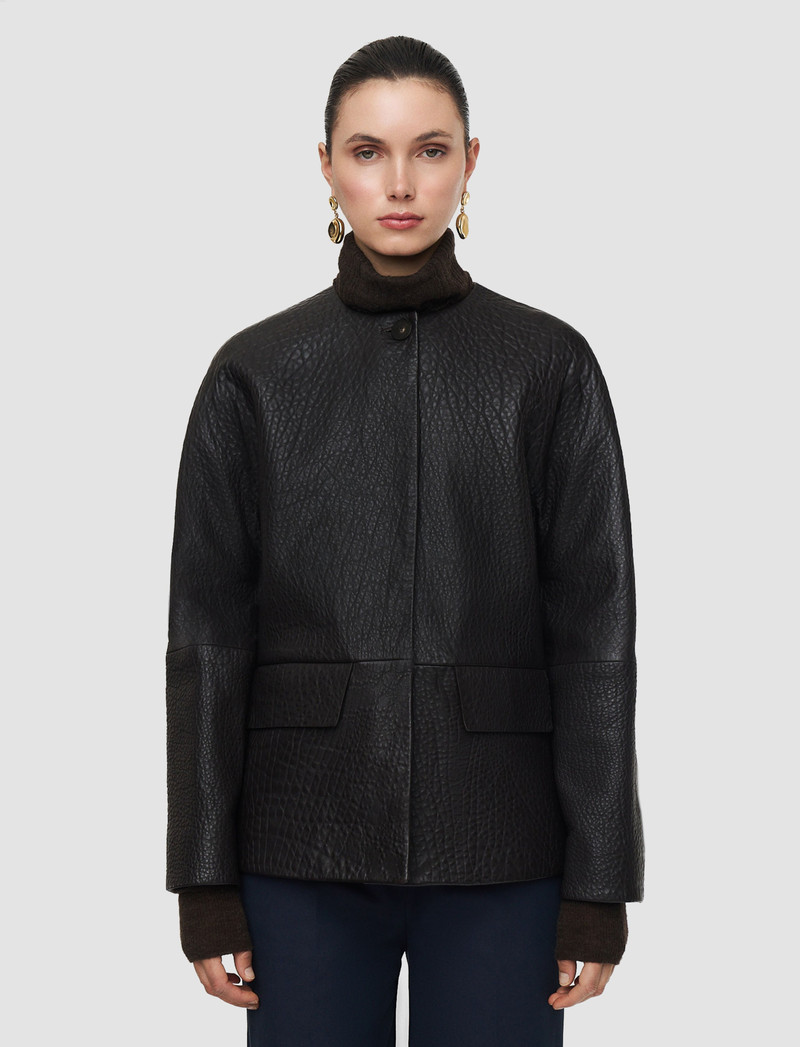 JOSEPH Barbs Pebble Leather Jacket outlook