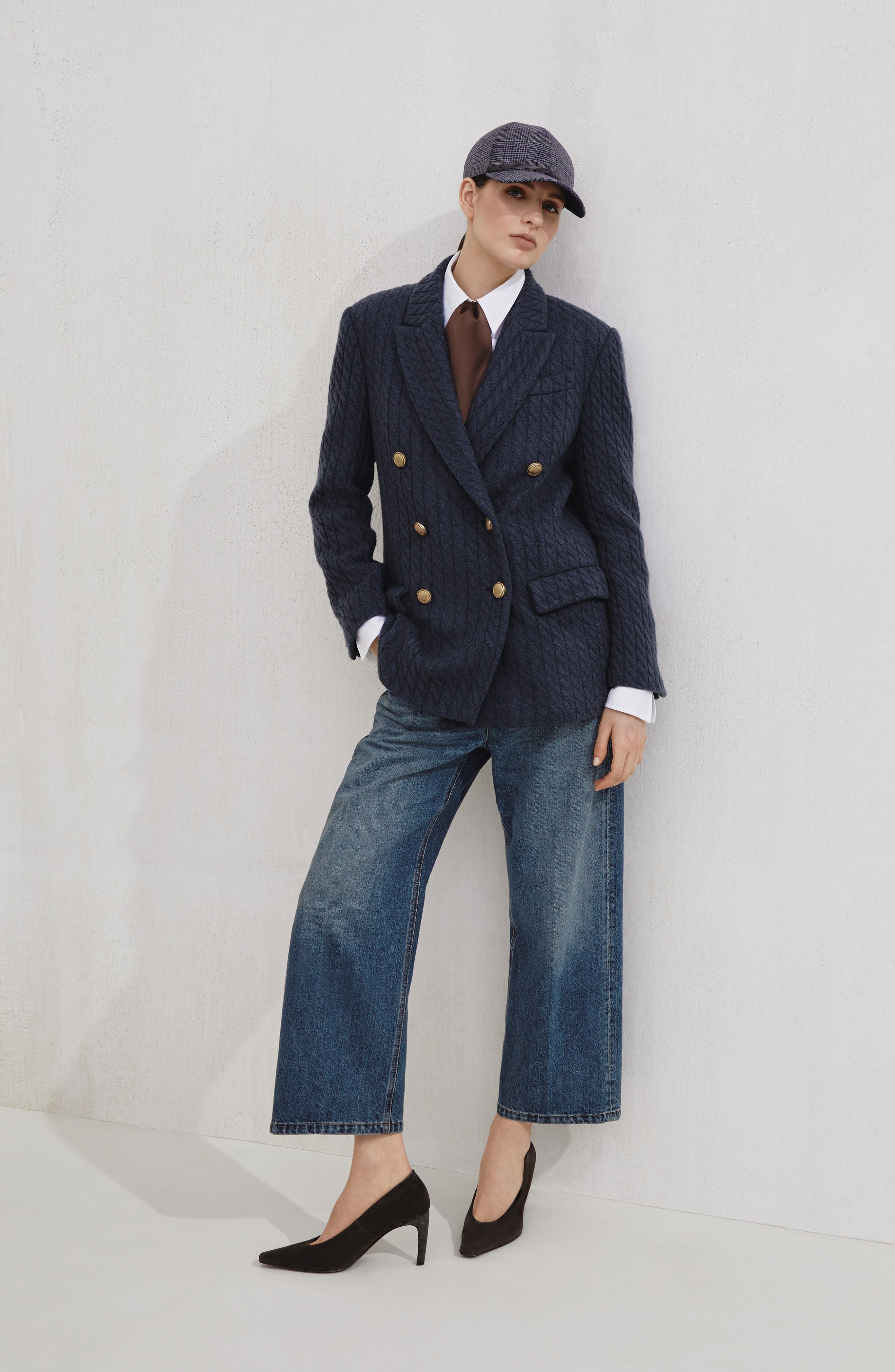 Brunello Cucinelli Cashmere cable knit blazer in Blue at Nordstrom - 6