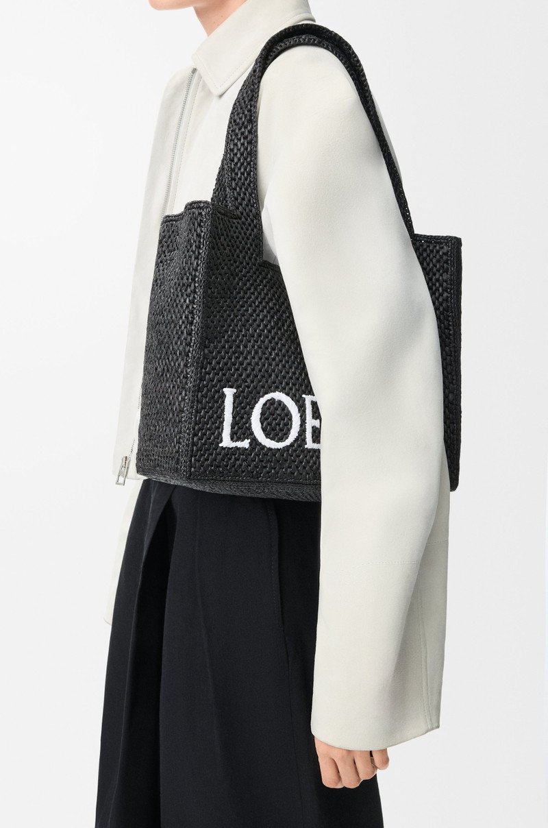 Loewe Medium LOEWE Font tote in raffia outlook