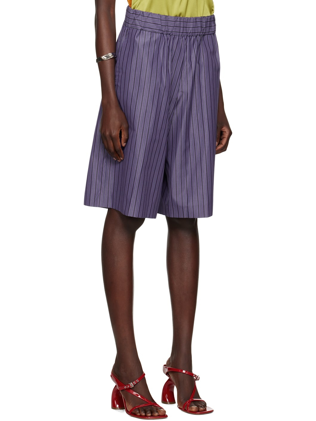 Purple Striped Shorts - 2