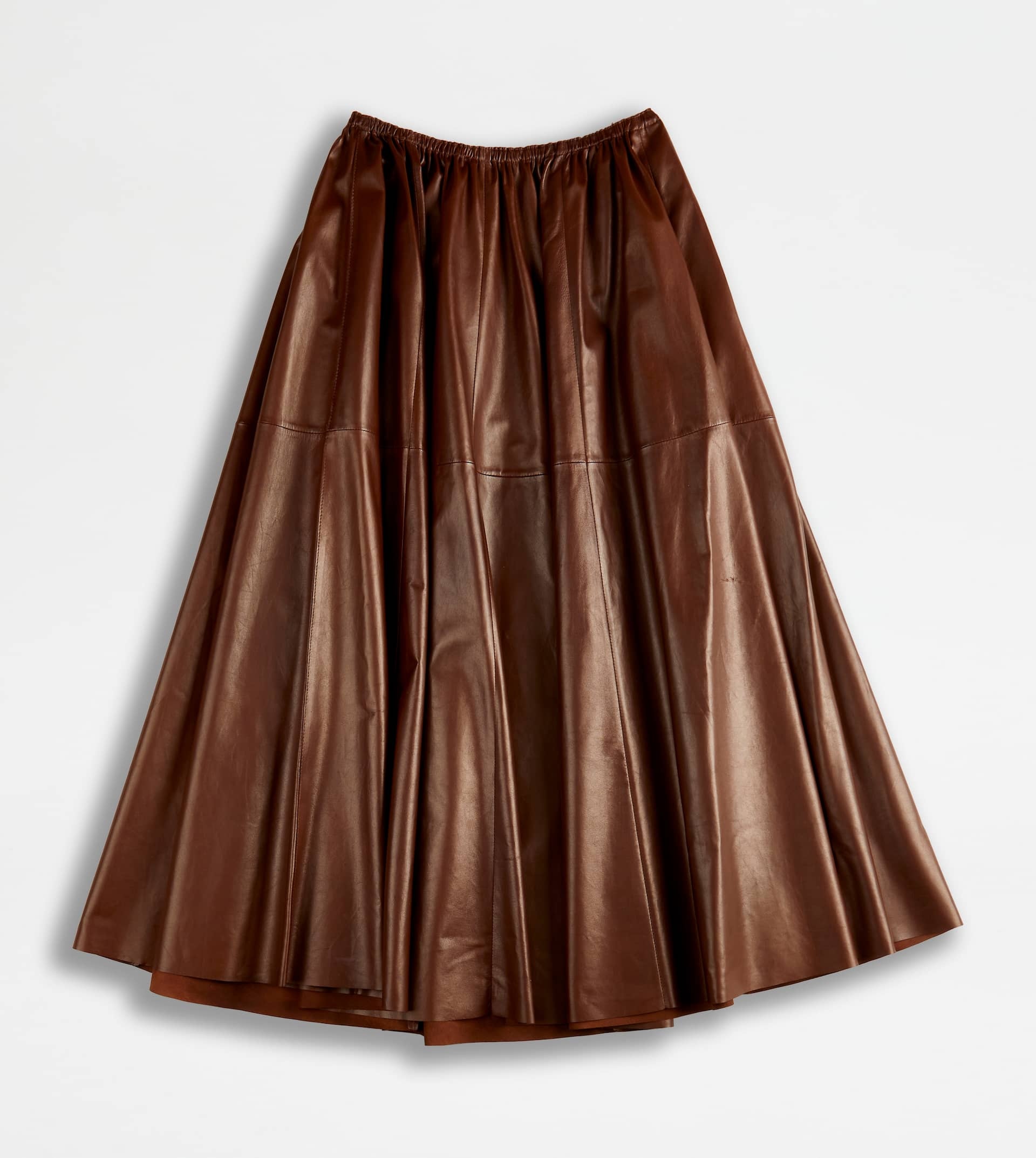FLARED SKIRT IN LEATHER - BROWN - 1
