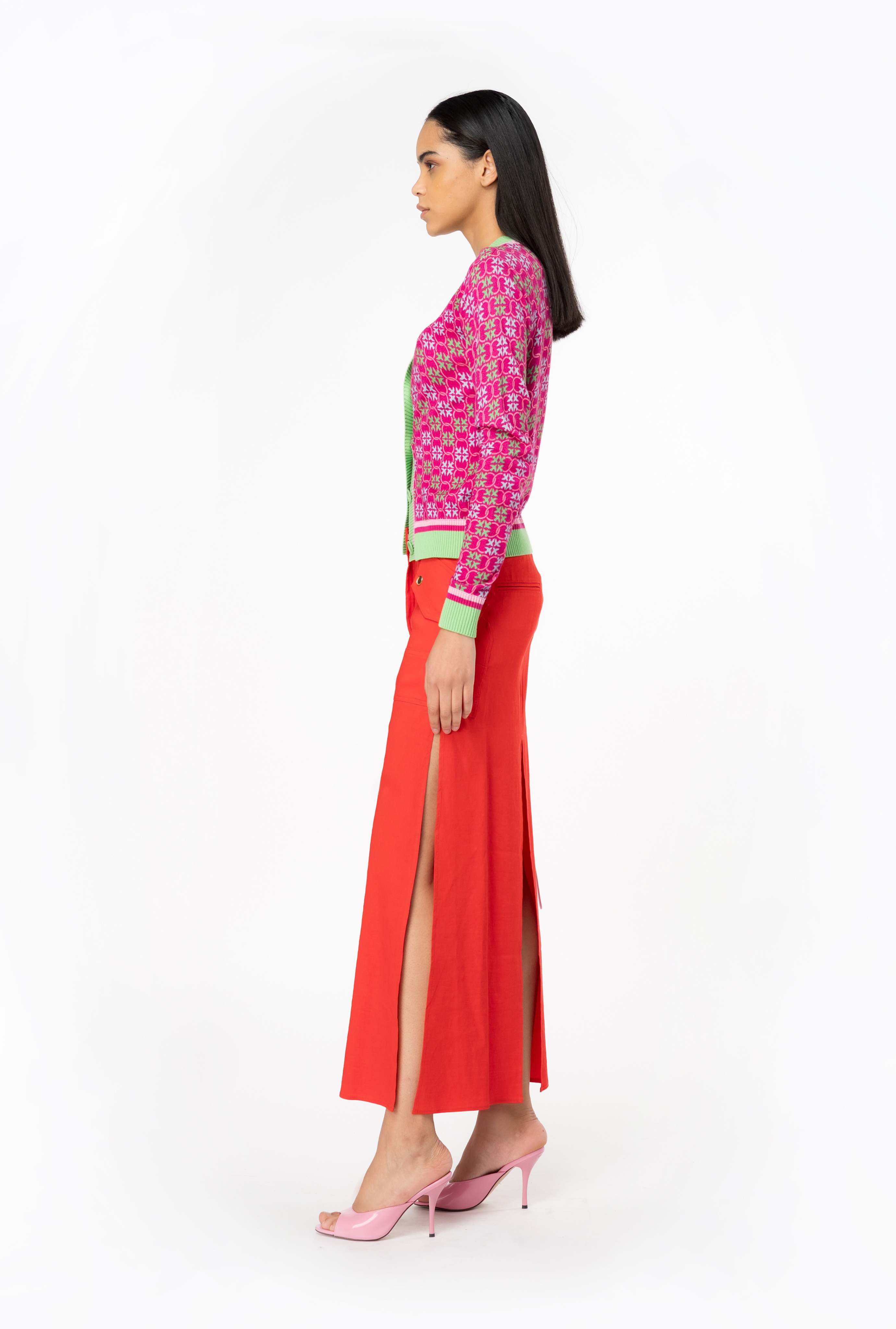 LINEN SKIRT WITH SLITS - 4