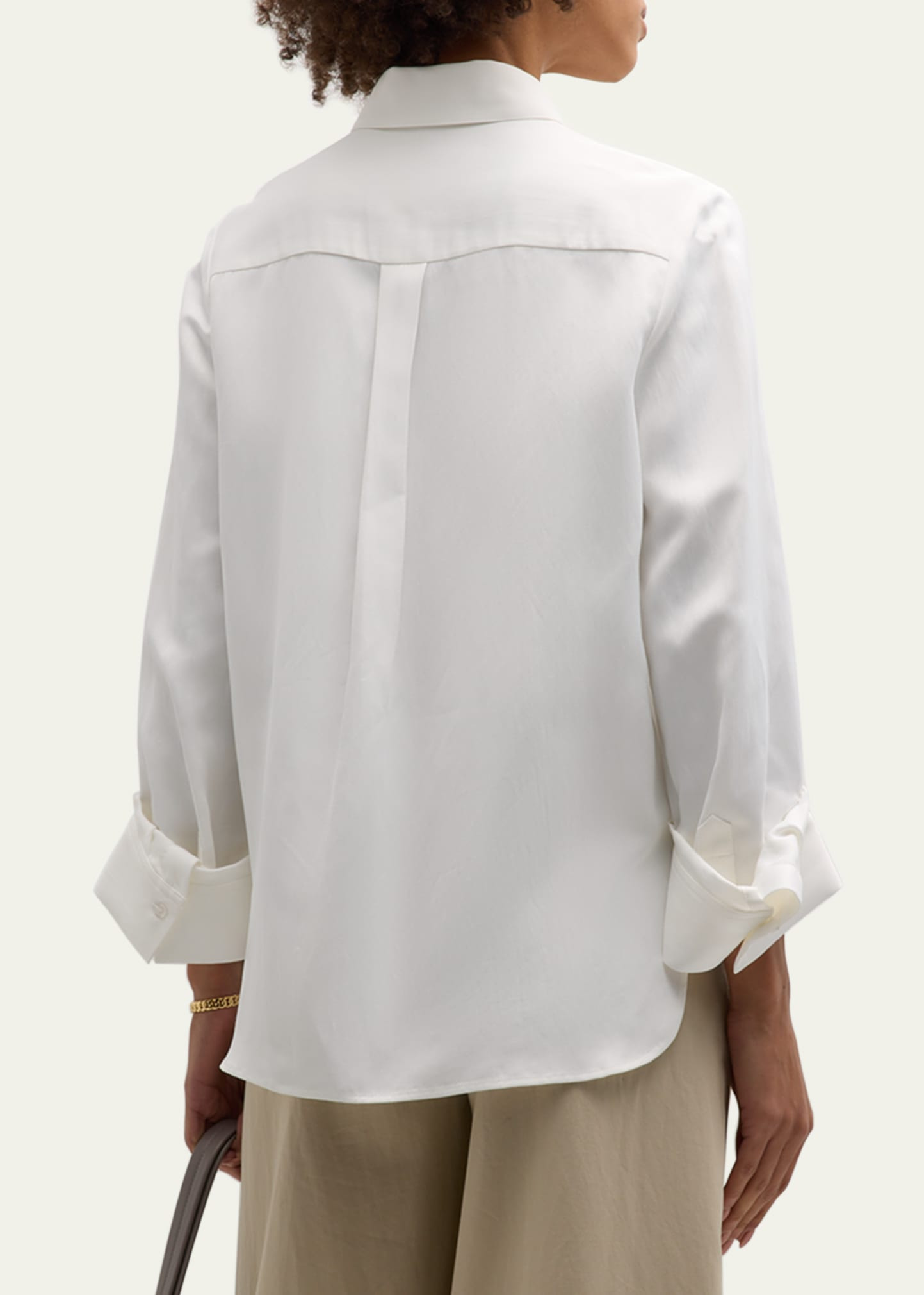 Cotton Button-Front Boyfriend Shirt - 3