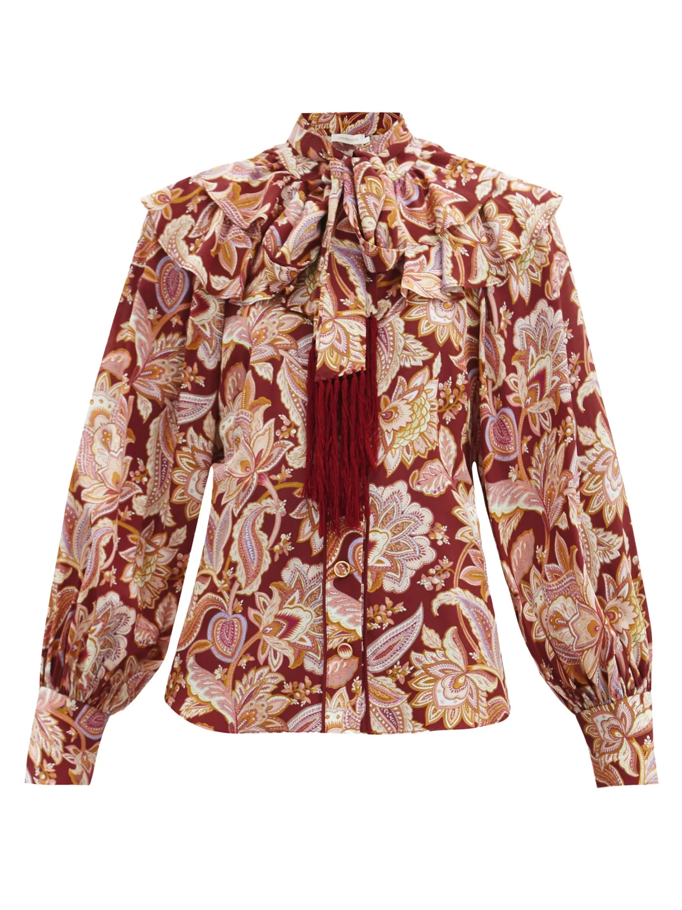 Charm fringed paisley-print silk blouse - 1