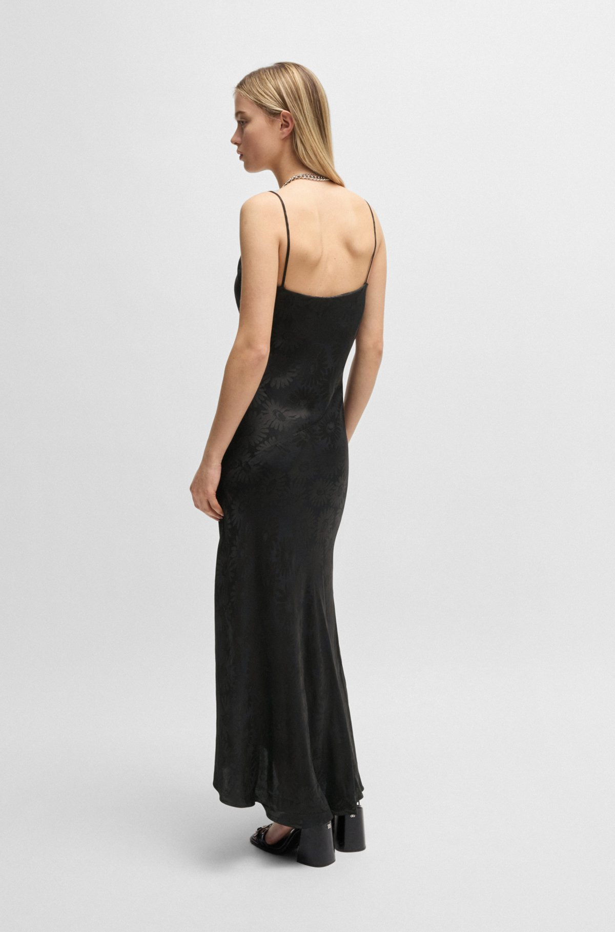 FLORAL-JACQUARD DRESS WITH ASYMMETRIC HEM - 3