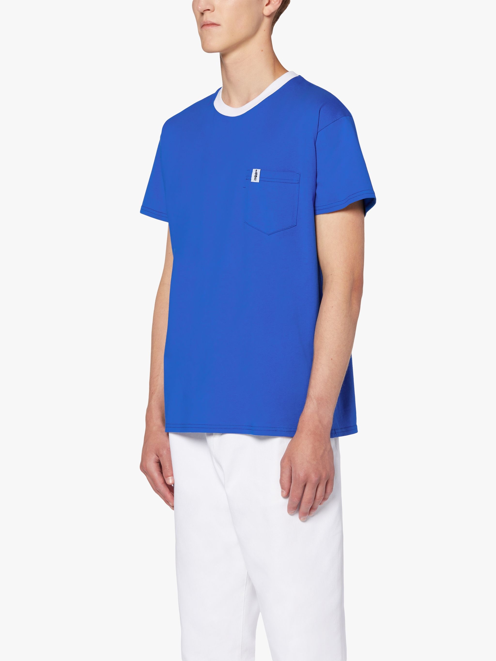 BLUE COTTON CONTRAST RIB T-SHIRT | GJM-219 - 3